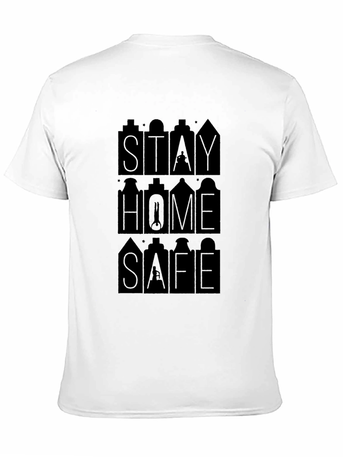 Stay Home Safe Graphic Tee - Black Cotton T-Shirt