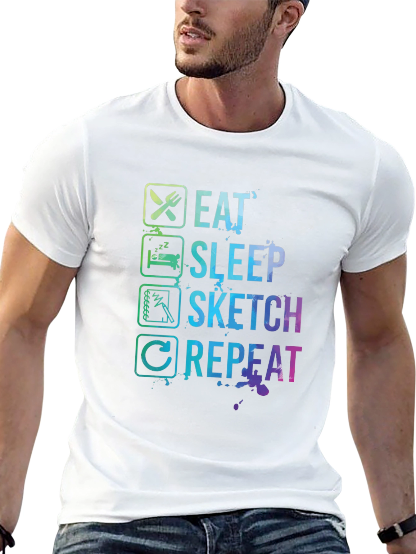 Eat Sleep Sketch Repeat Graphic Tee
