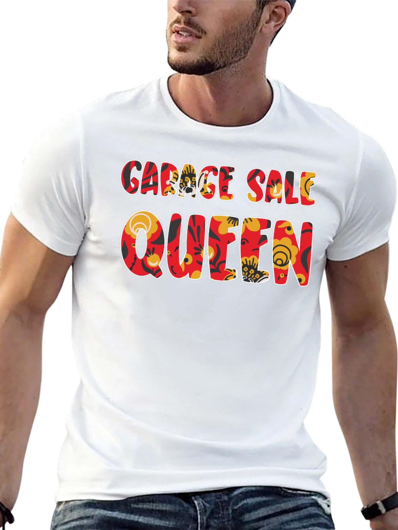 Garage Sale Queen T-Shirt - Floral Design