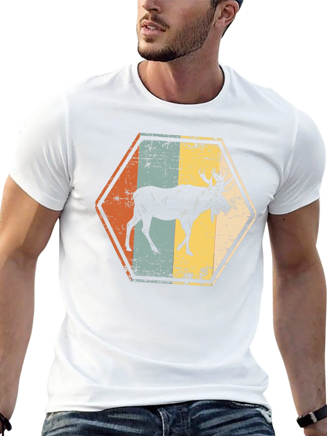 Retro Moose Hexagon T-Shirt