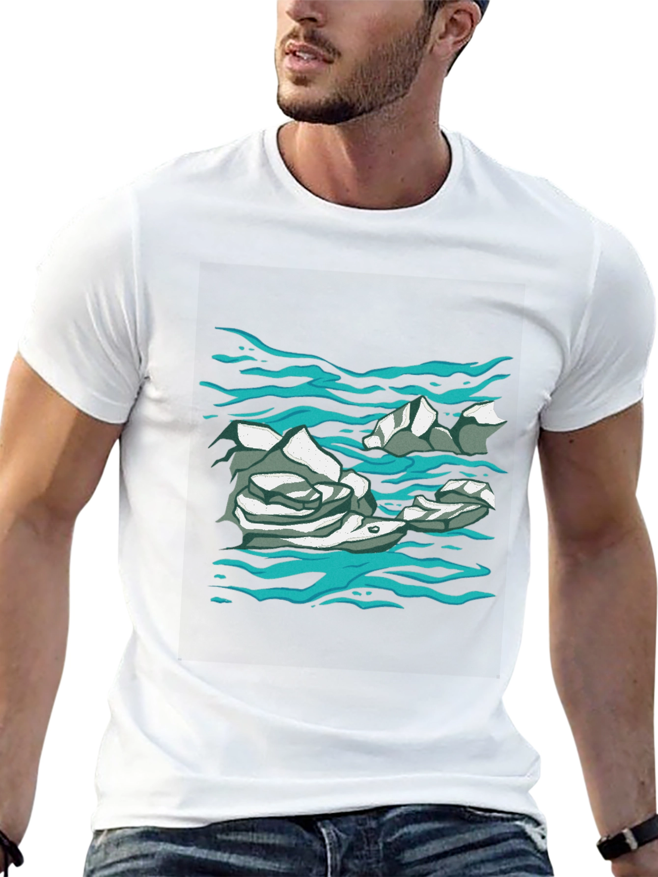 Abstract Water Print Black T-Shirt
