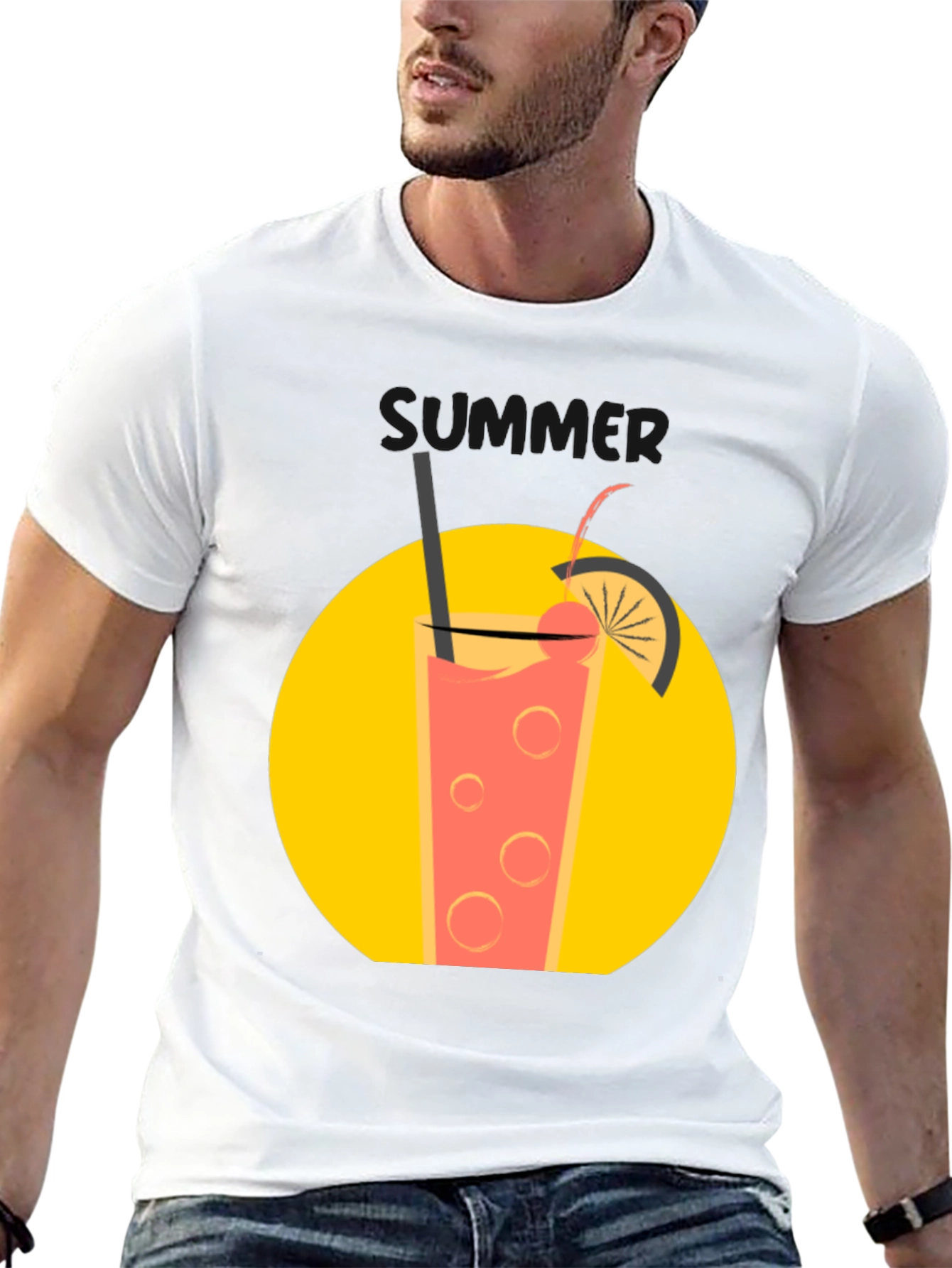 Summer Drink T-Shirt - Black Graphic Tee