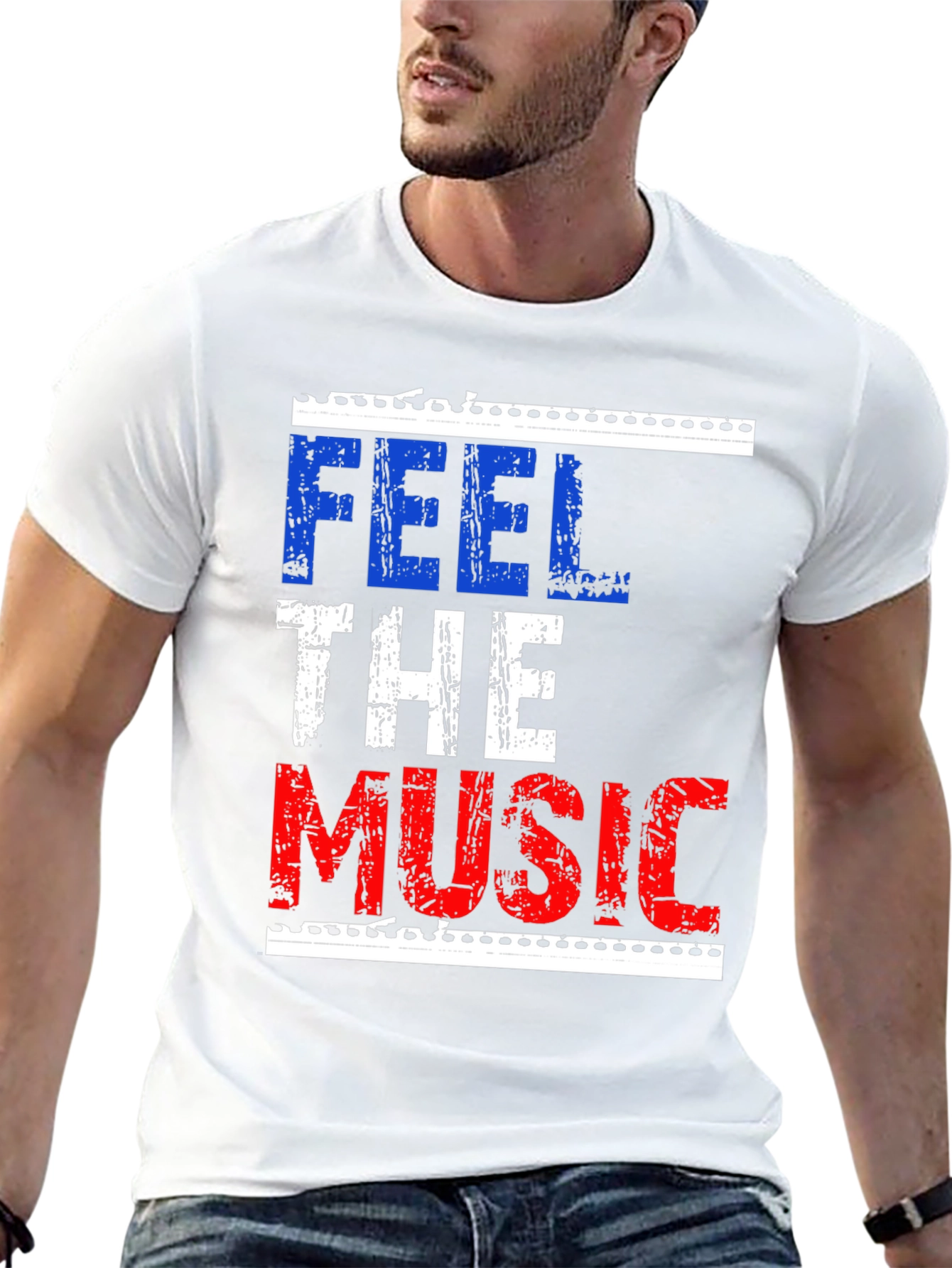 Feel The Music Graphic Tee - Black Cotton T-Shirt