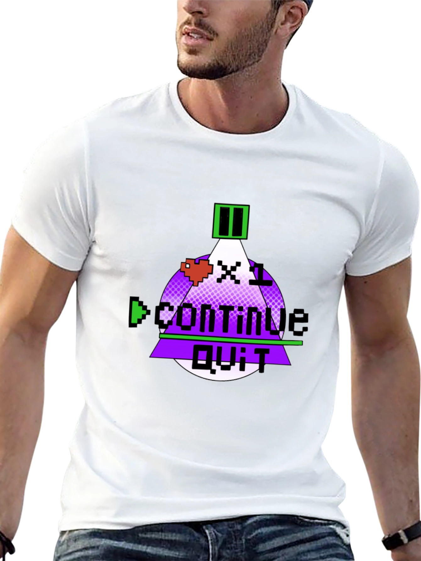 Gamer Over Tee - Pixel Art Continue? T-Shirt