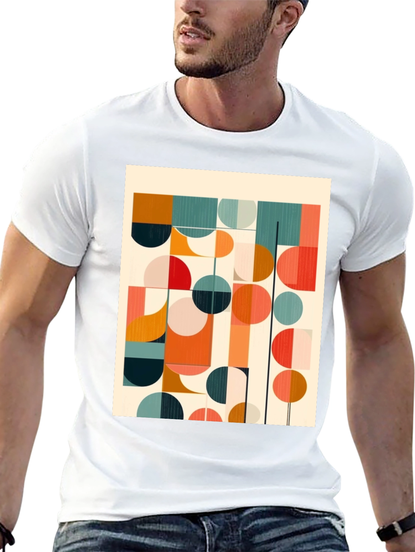 Retro Geometric Graphic Print Tee