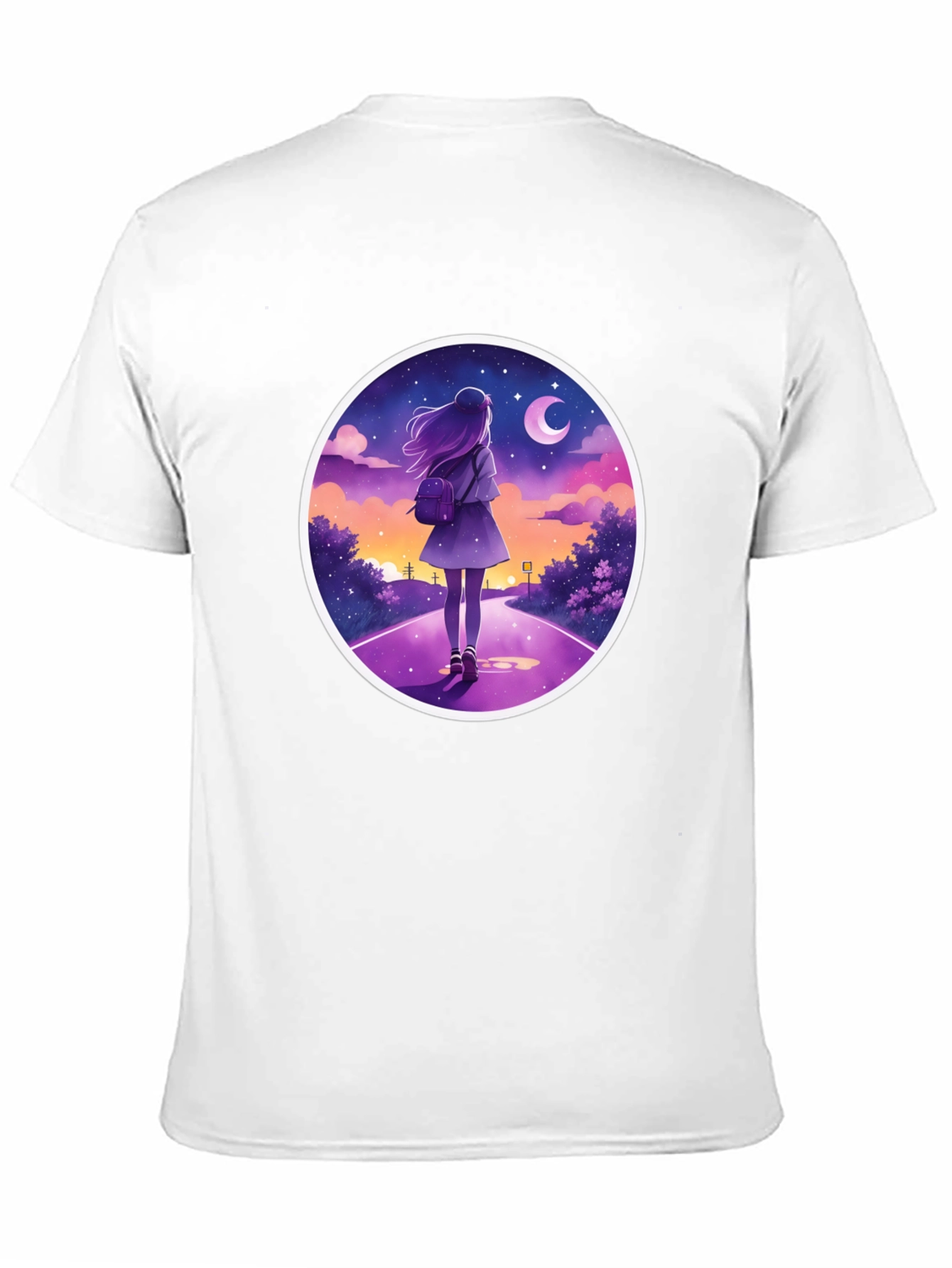 Night Walk Graphic Tee - Anime Style