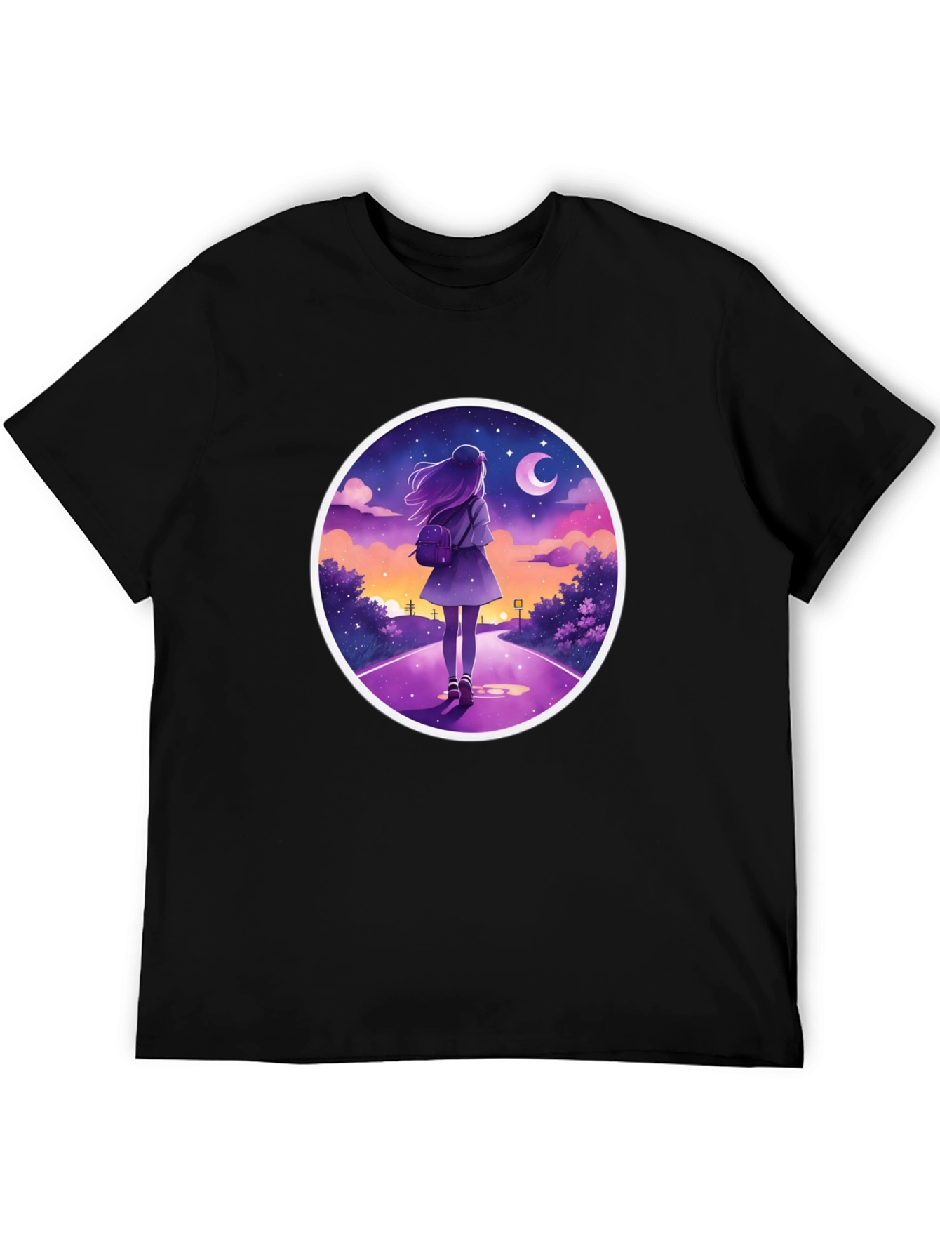 Night Walk Graphic Tee - Anime Style