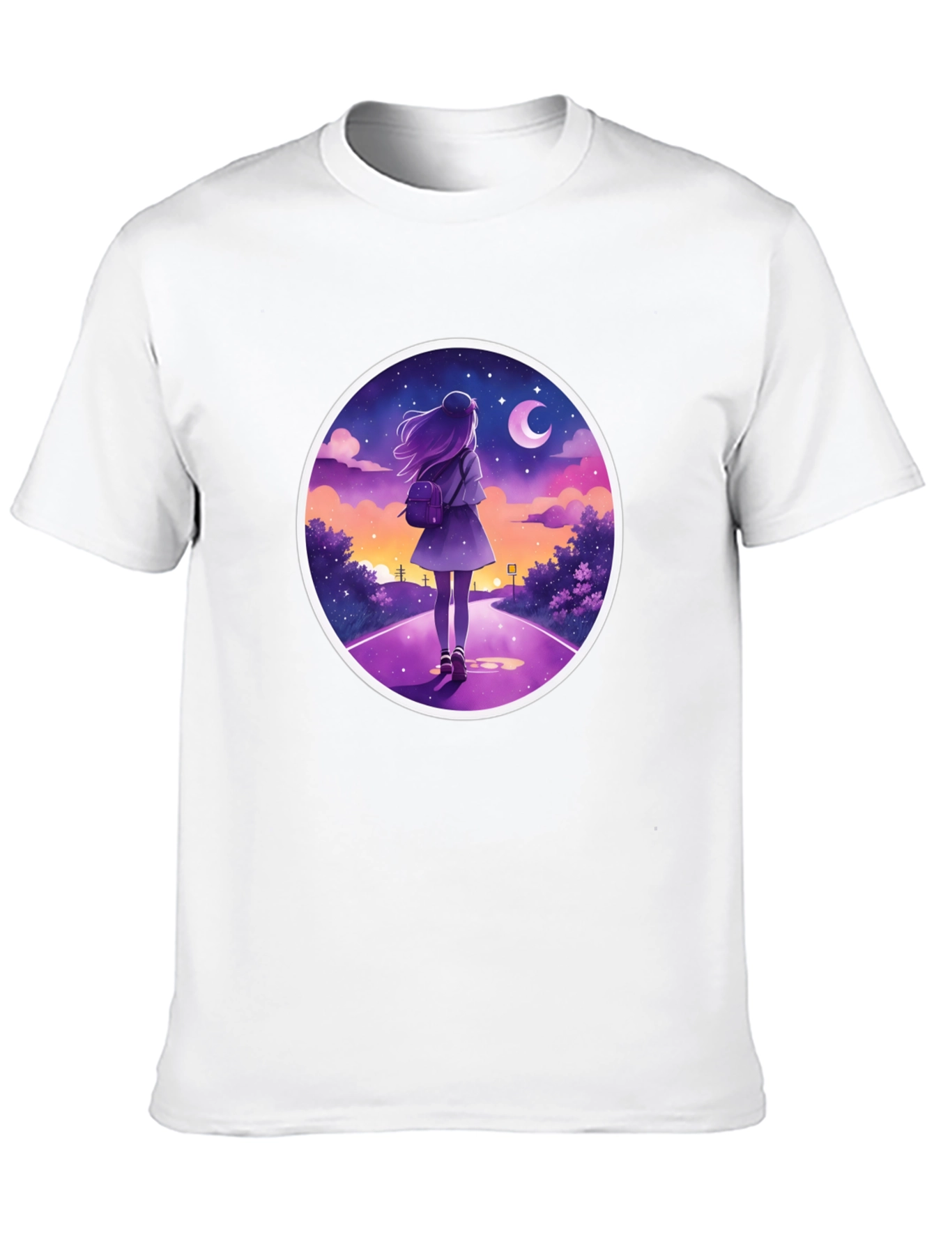 Night Walk Graphic Tee - Anime Style