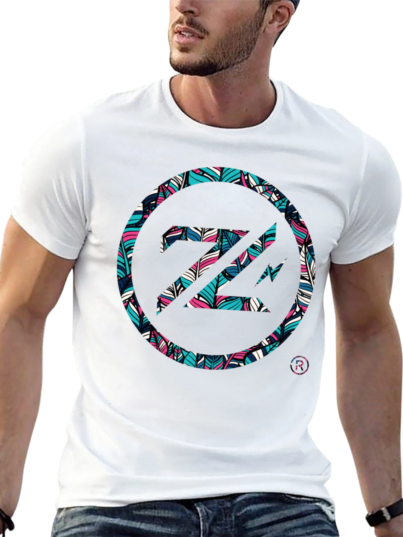 Abstract Feather Z Logo Black Tee