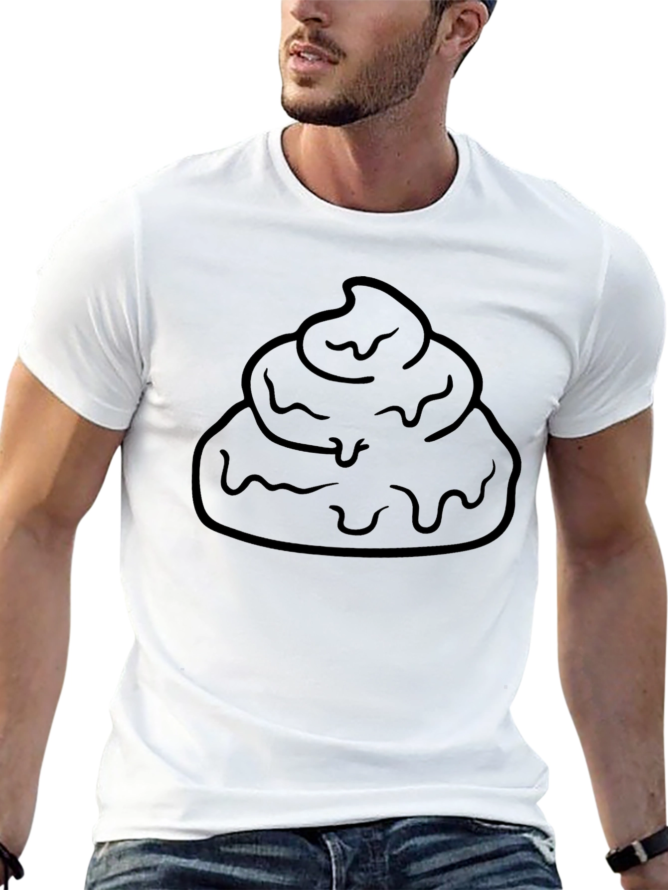 Poop Emoji Graphic T-Shirt - Black Cotton Blend