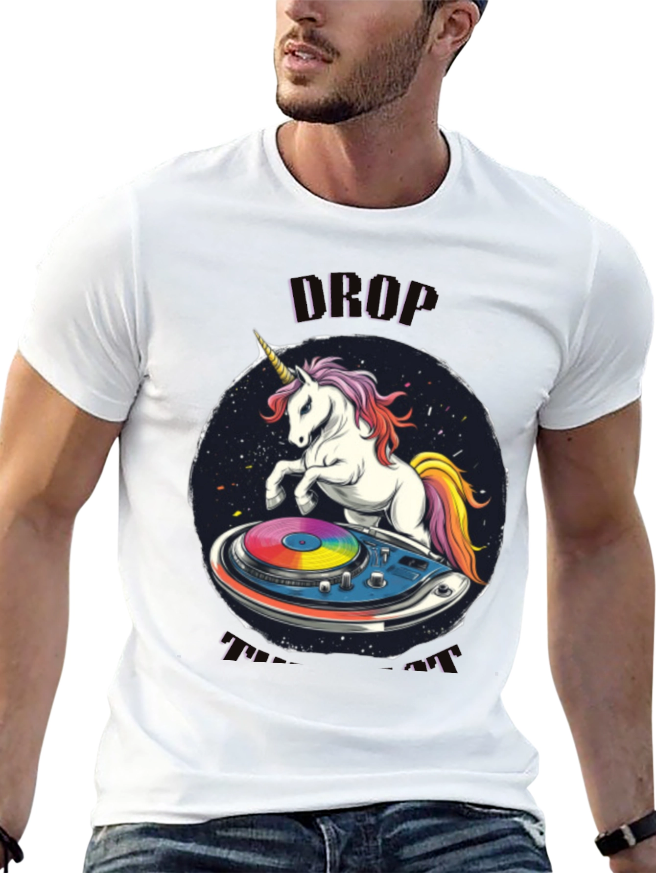 Unicorn DJ Graphic T-Shirt - Black