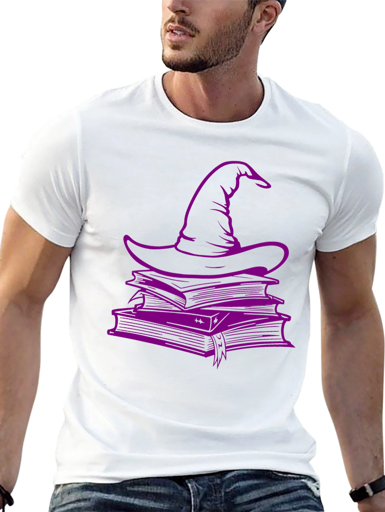 Witch Hat & Books T-Shirt - Spooky Season Style