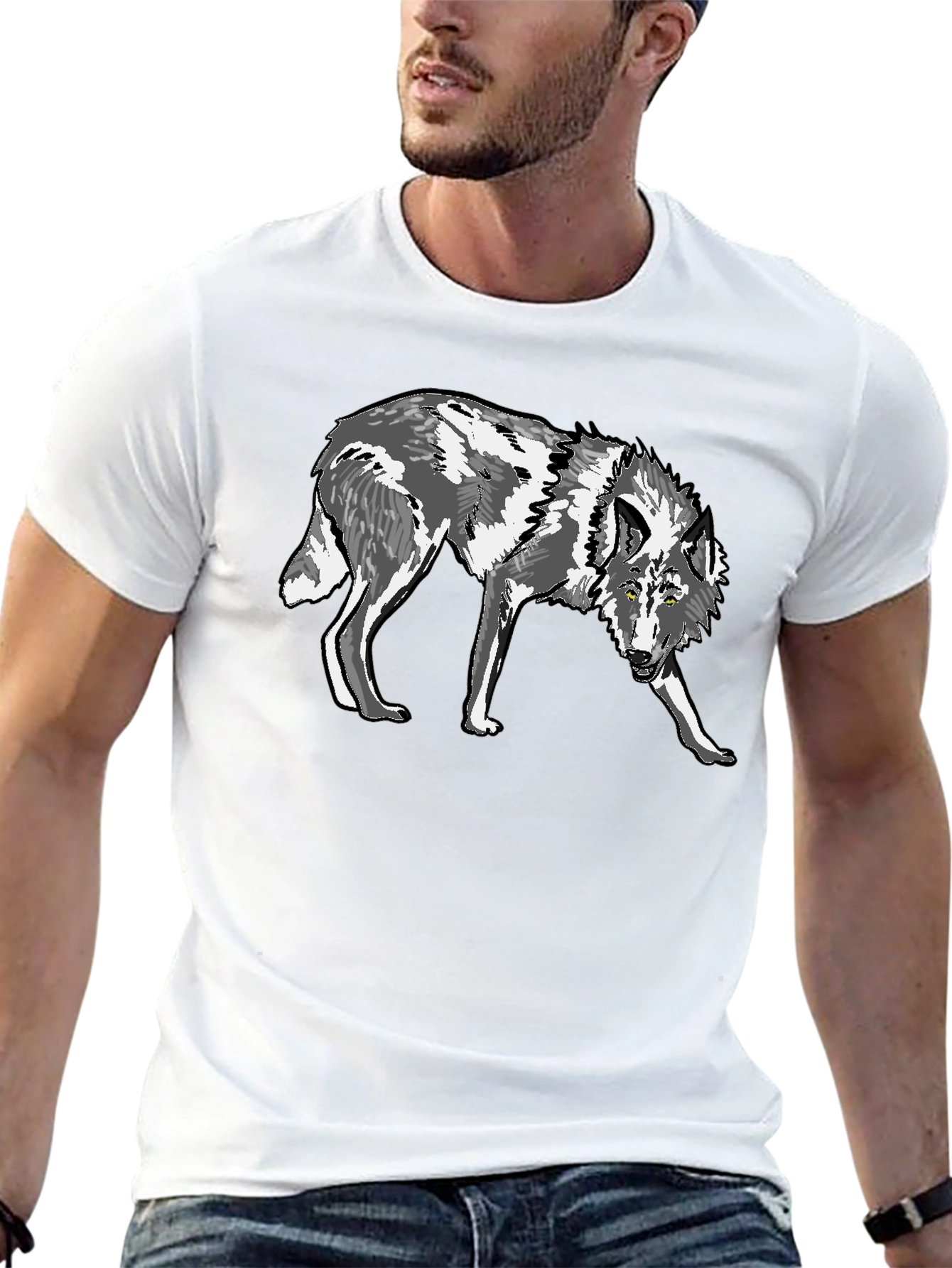 Wolf Graphic Print Black T-Shirt