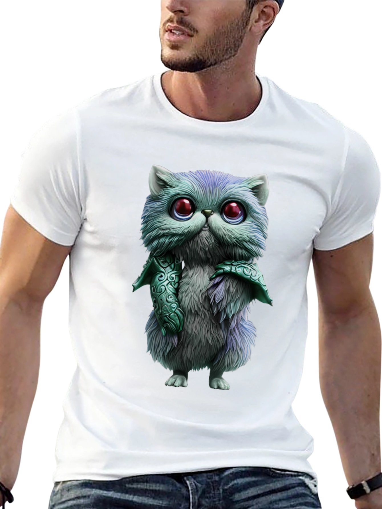 Whimsical Feline T-Shirt - Cute Cartoon Cat Design