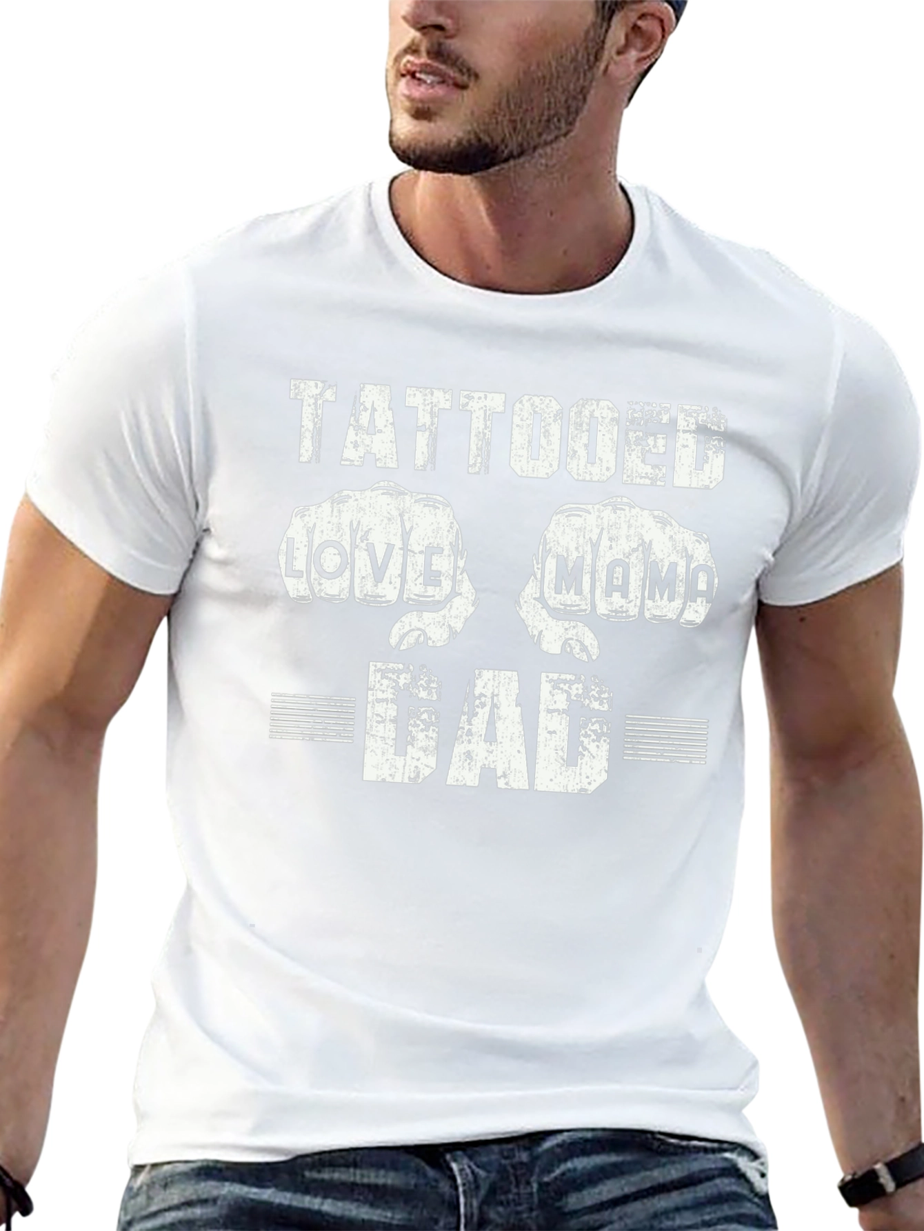 Tattooed Love Mama Dad Graphic T-Shirt