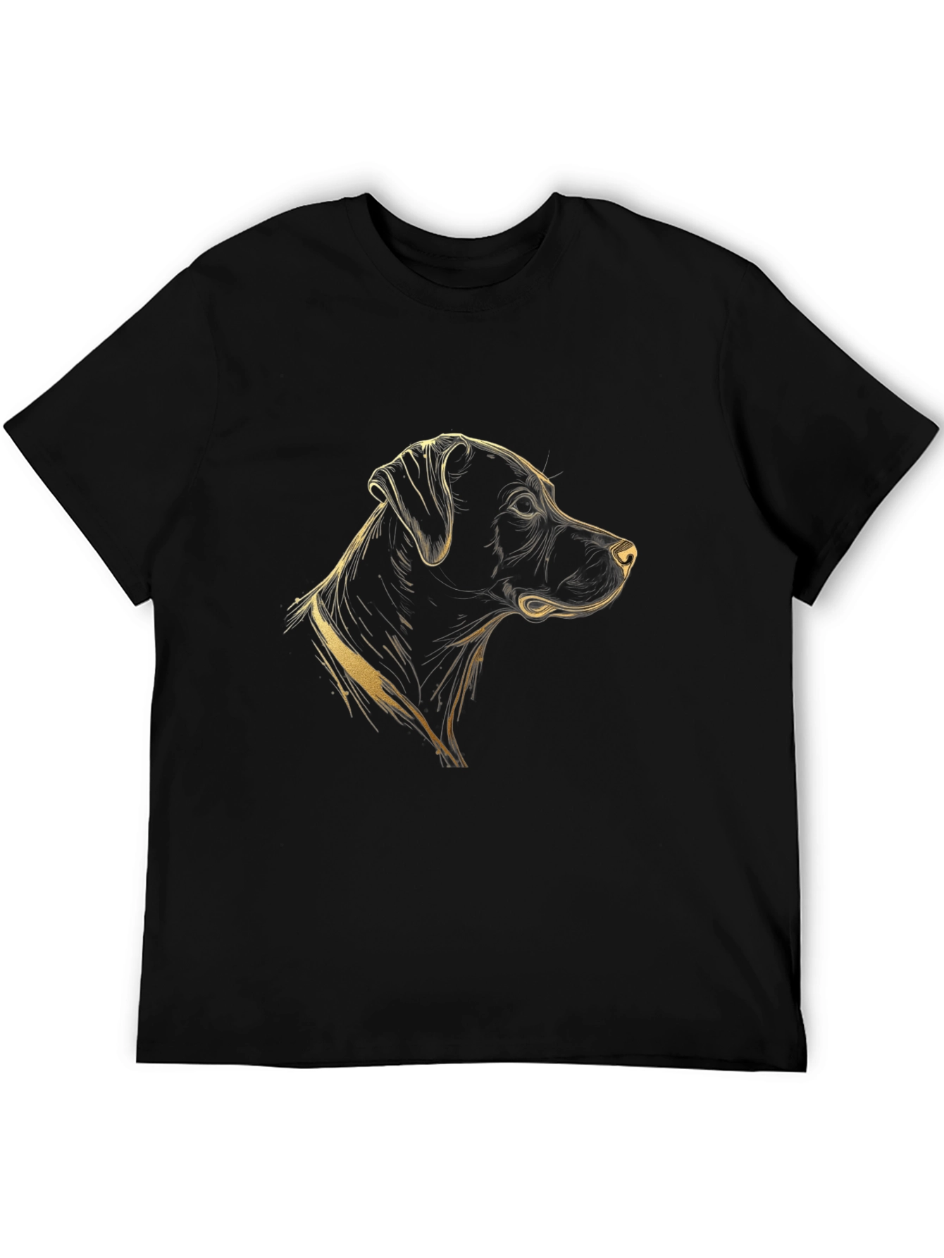 Dog Graphic Tee - Mens Black Cotton T-Shirt