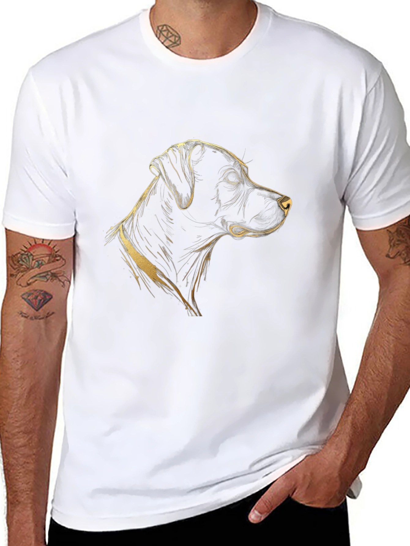 Dog Graphic Tee - Mens Black Cotton T-Shirt