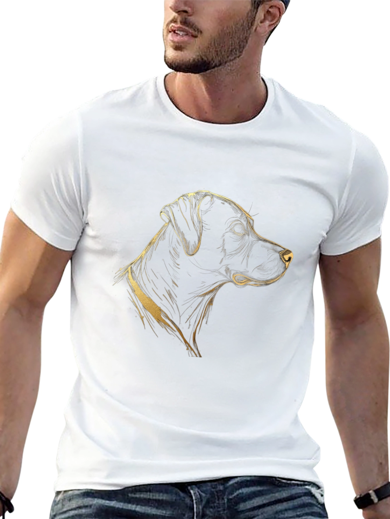 Dog Graphic Tee - Mens Black Cotton T-Shirt