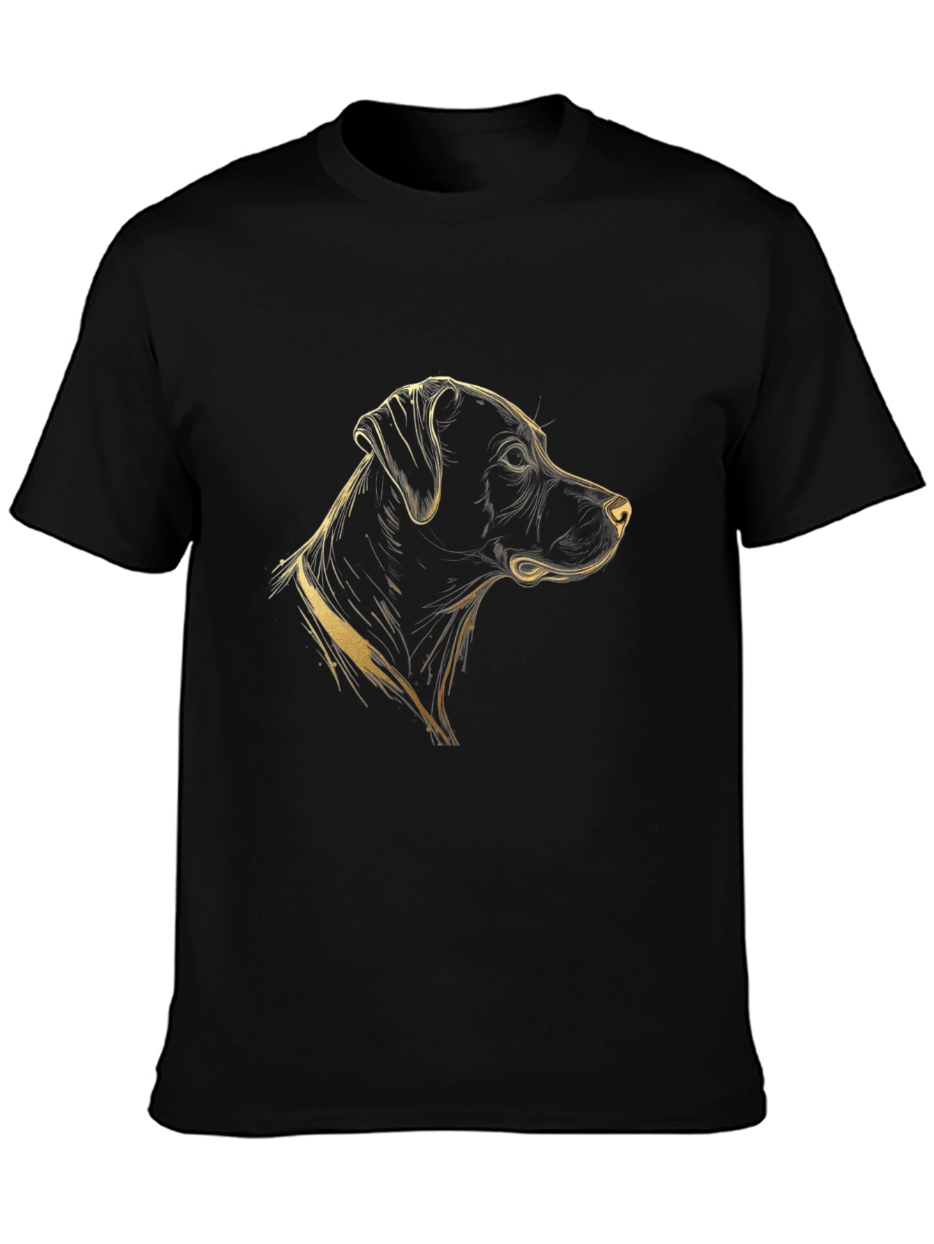 Dog Graphic Tee - Mens Black Cotton T-Shirt