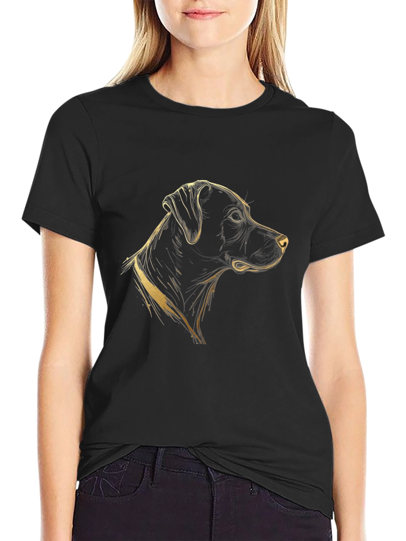 Dog Graphic Tee - Mens Black Cotton T-Shirt
