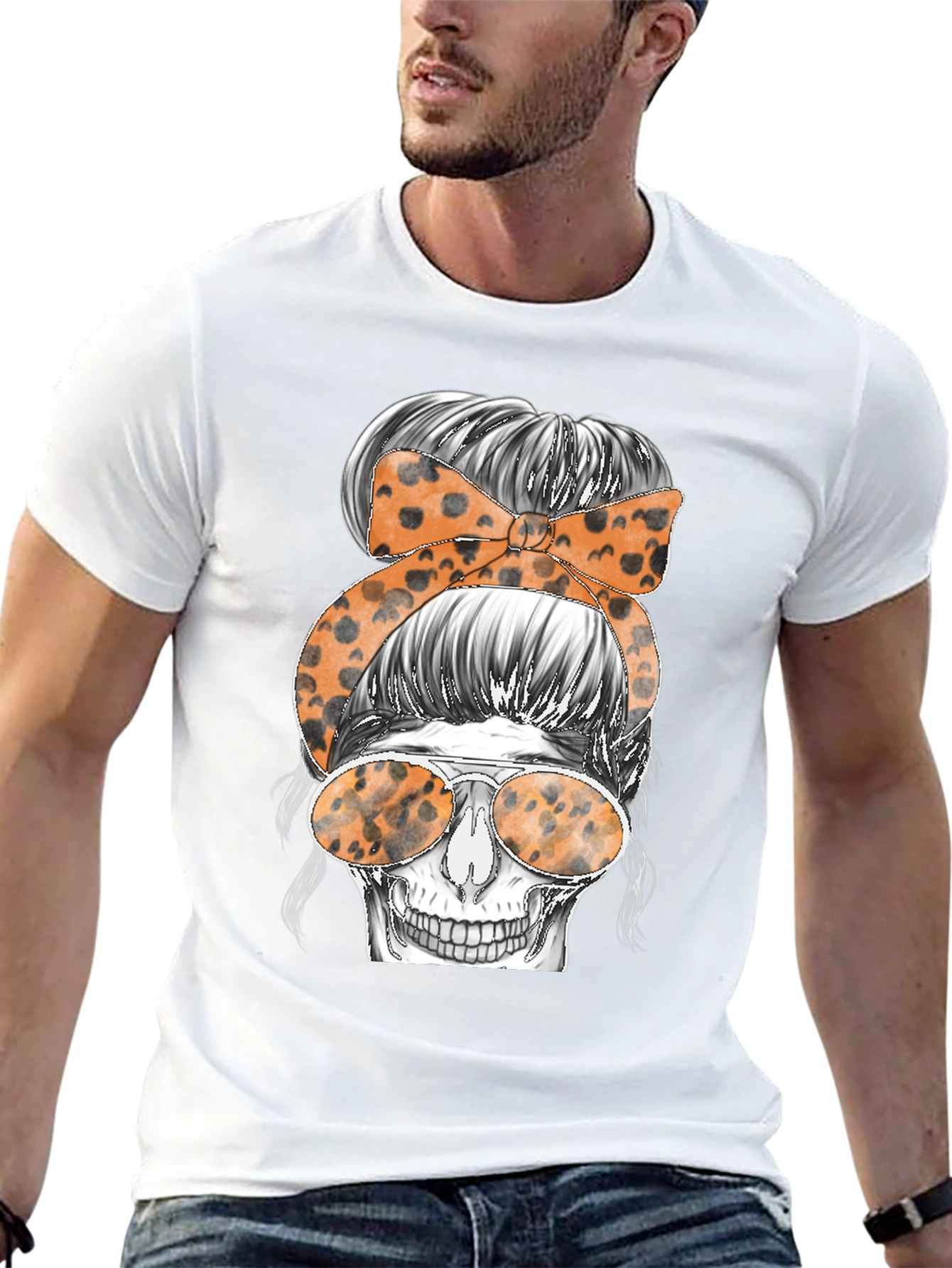 Messy Bun Skull Graphic Tee