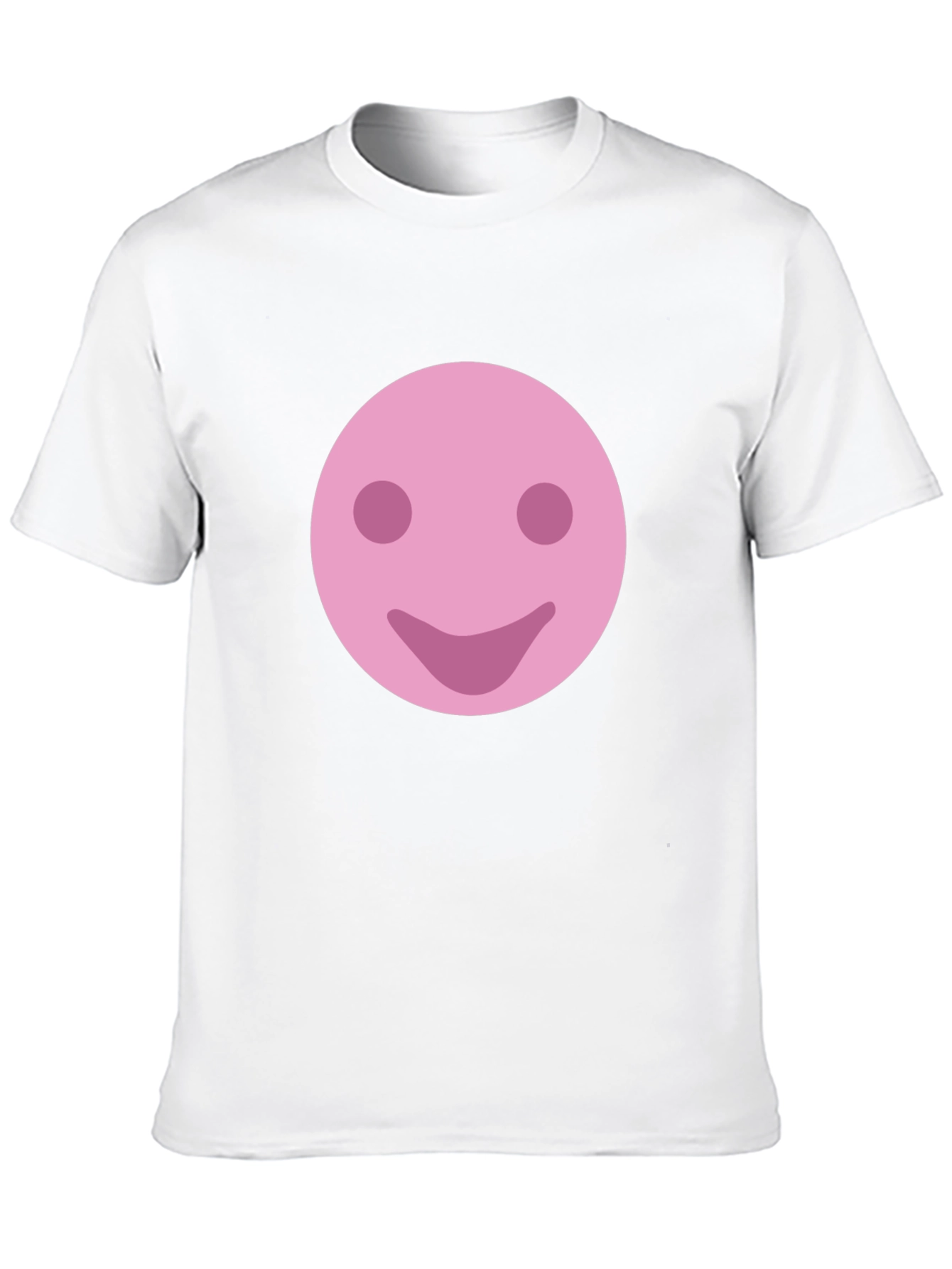 Pink Smiley Face Graphic T-Shirt - Casual Comfort