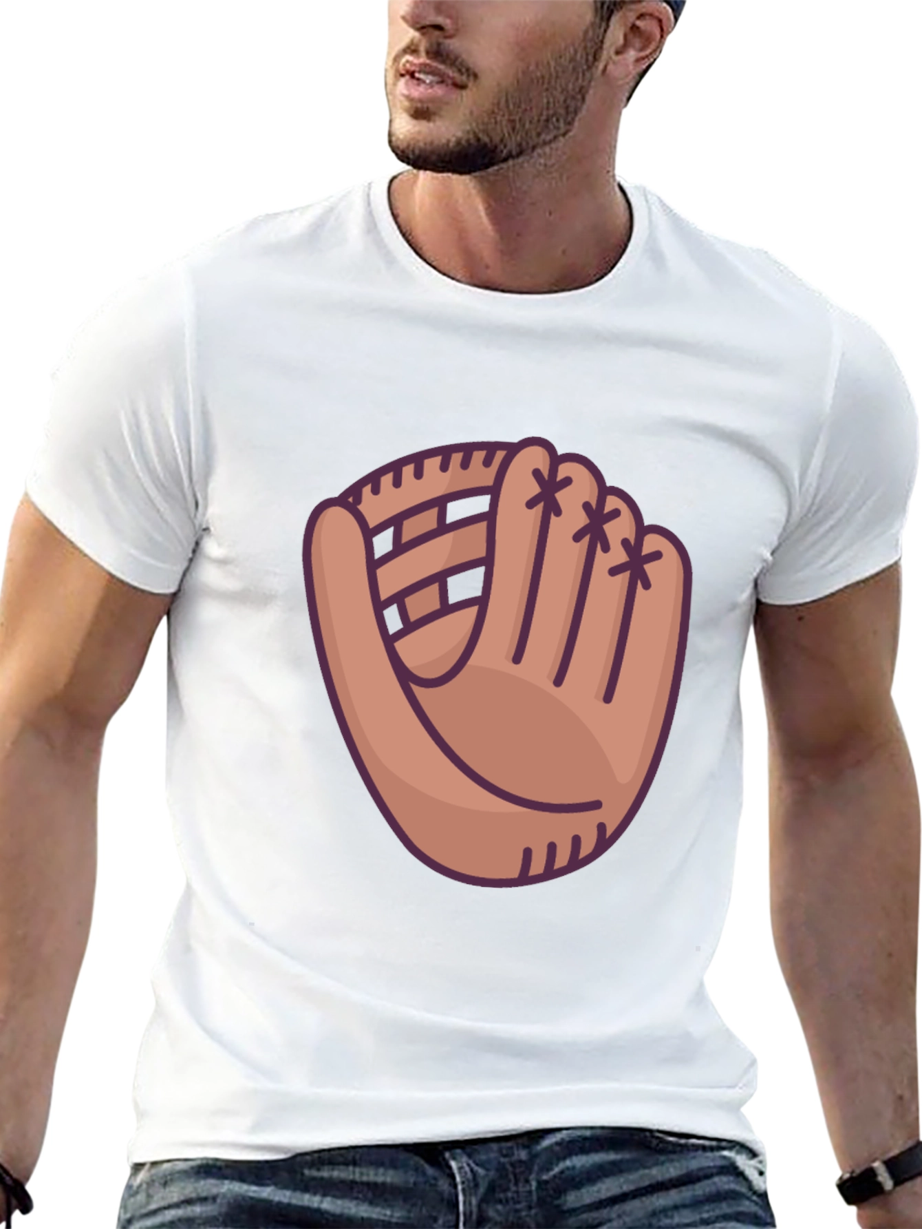 Baseball Glove Graphic T-Shirt - Sporty Casual Wear