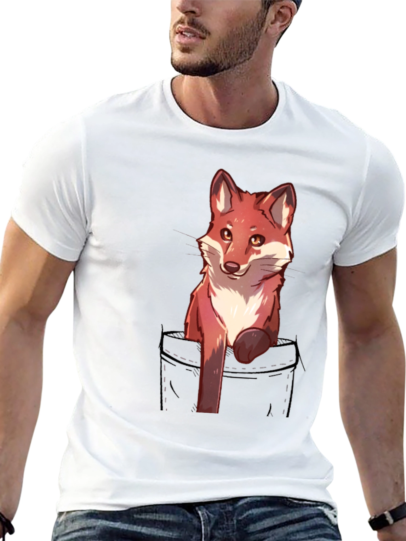 Fox in Pocket Graphic T-Shirt