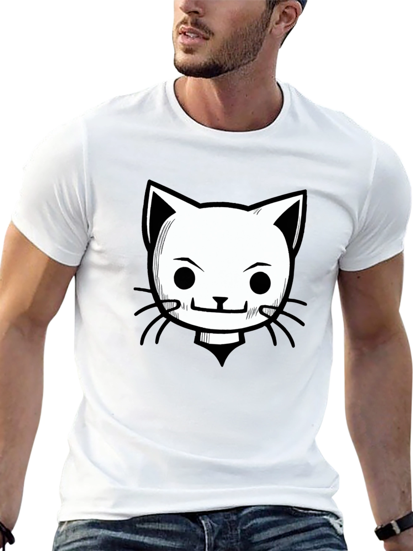 Cool Cat Graphic T-Shirt - Black Crew Neck Tee
