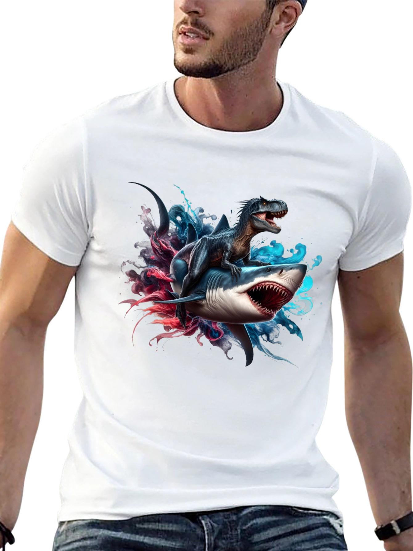Dino Shark T-Shirt: Prehistoric Sea Ride