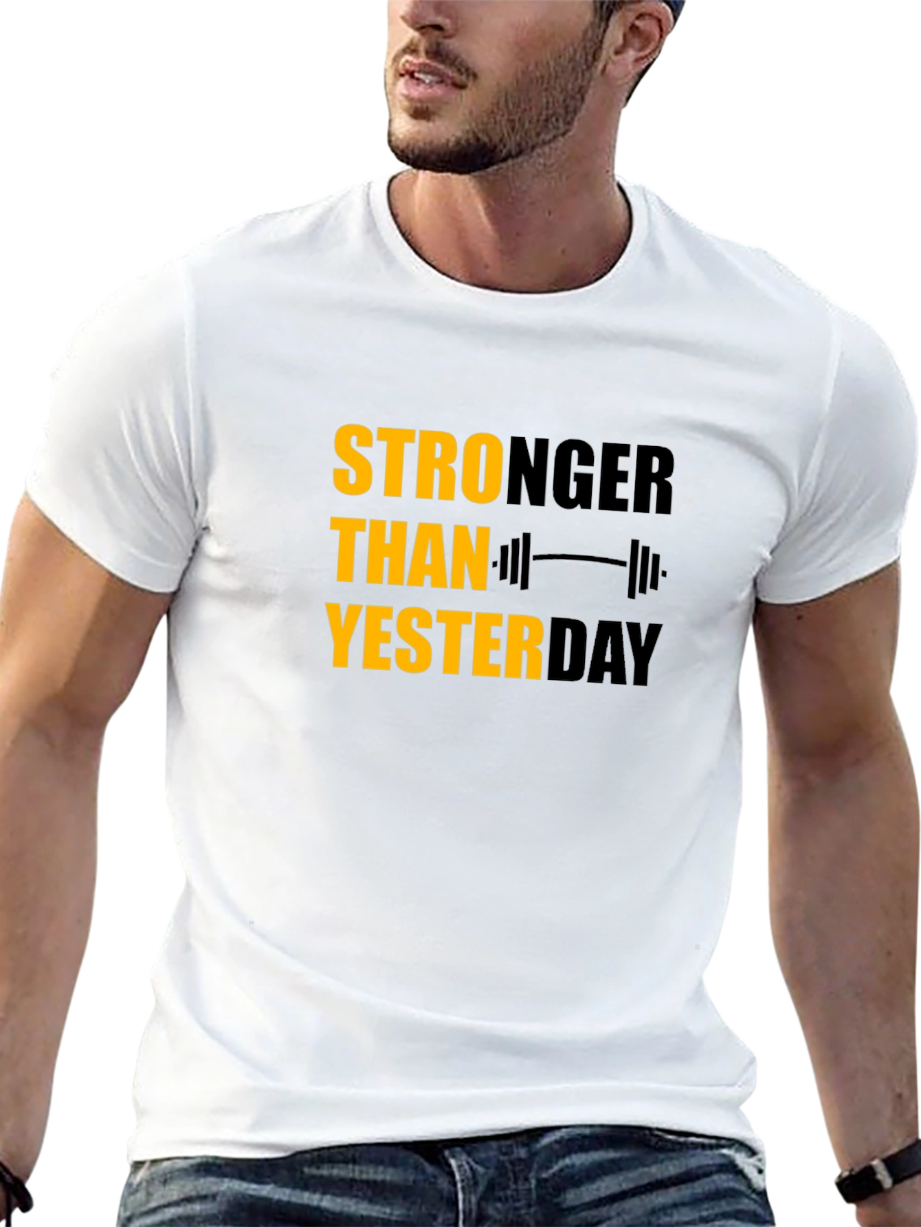 Stronger Than Yesterday Graphic Tee - Motivational Fitness Shirt