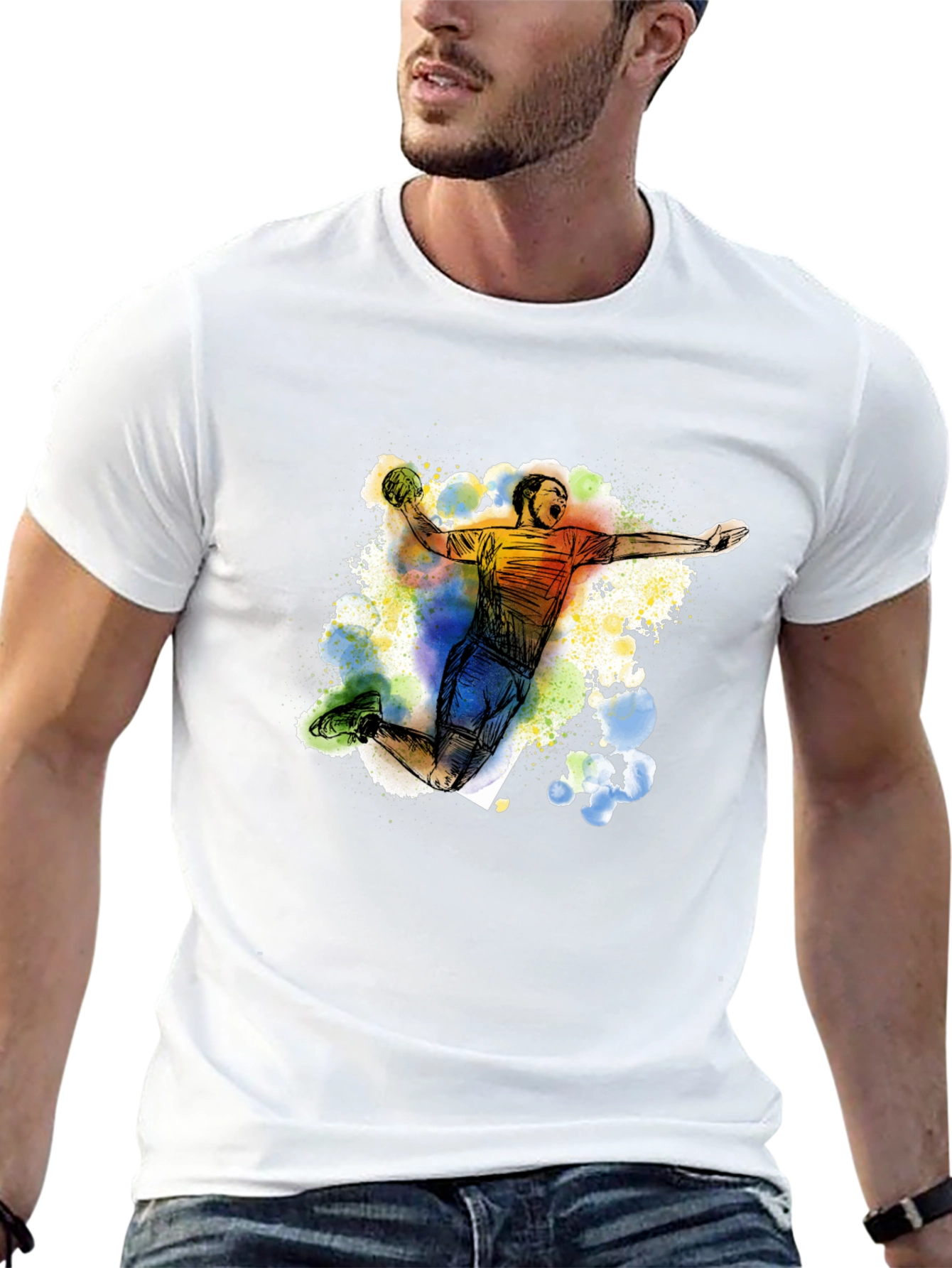 Handball Player Graphic Tee - Black