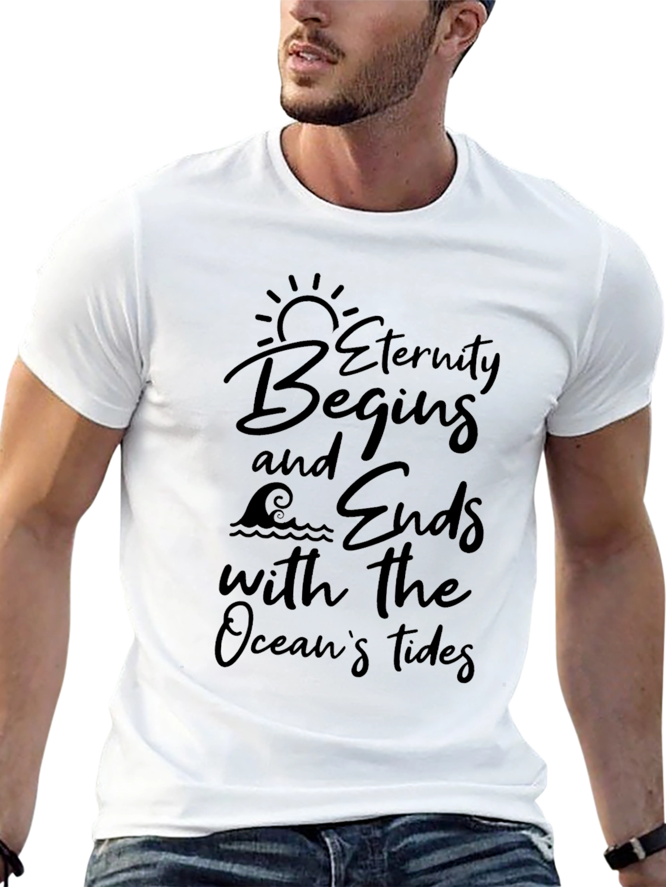Eternity Begins Ocean Tides Black Graphic Tee