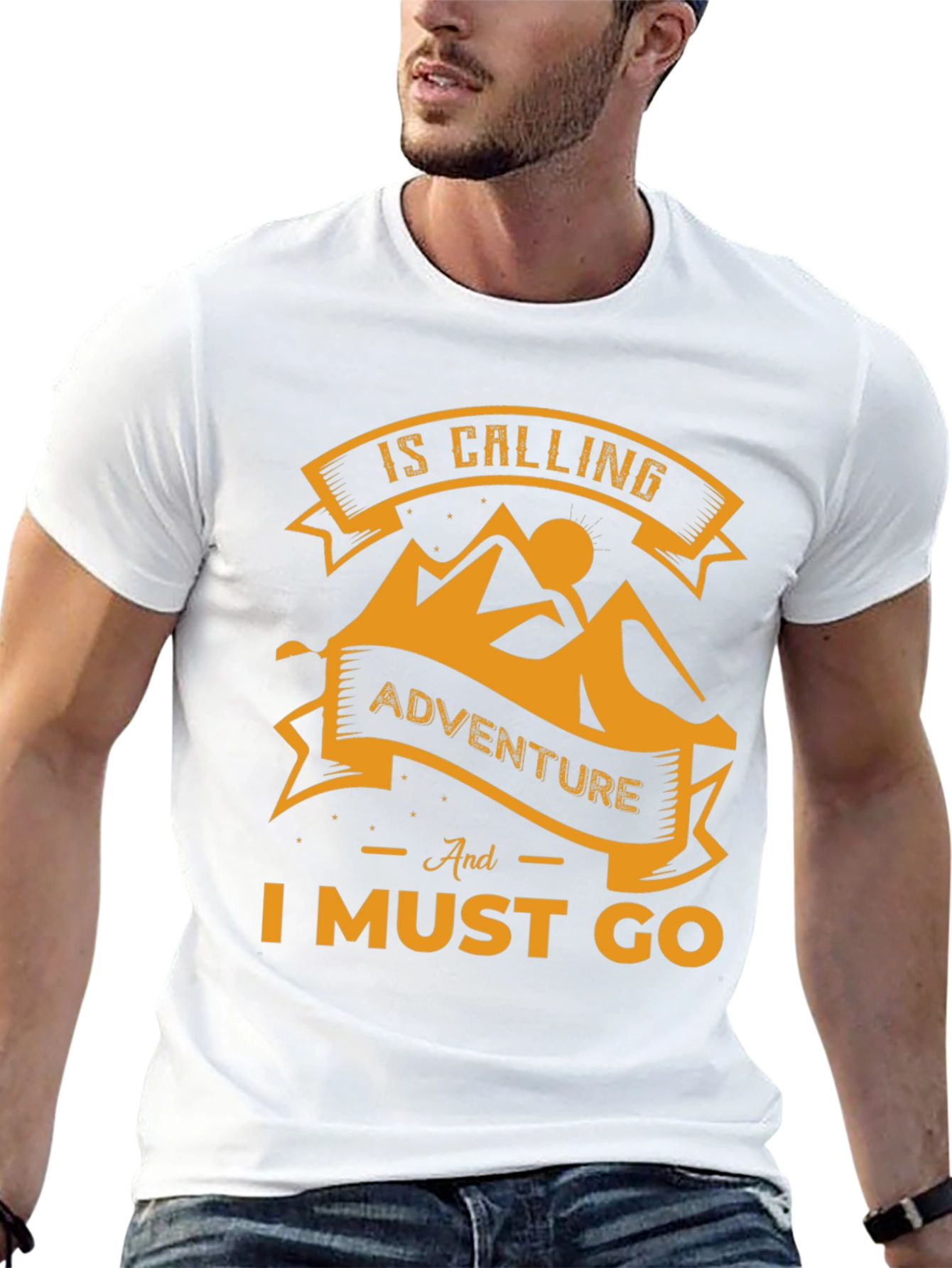 Adventure Awaits Mens Black Graphic Tee