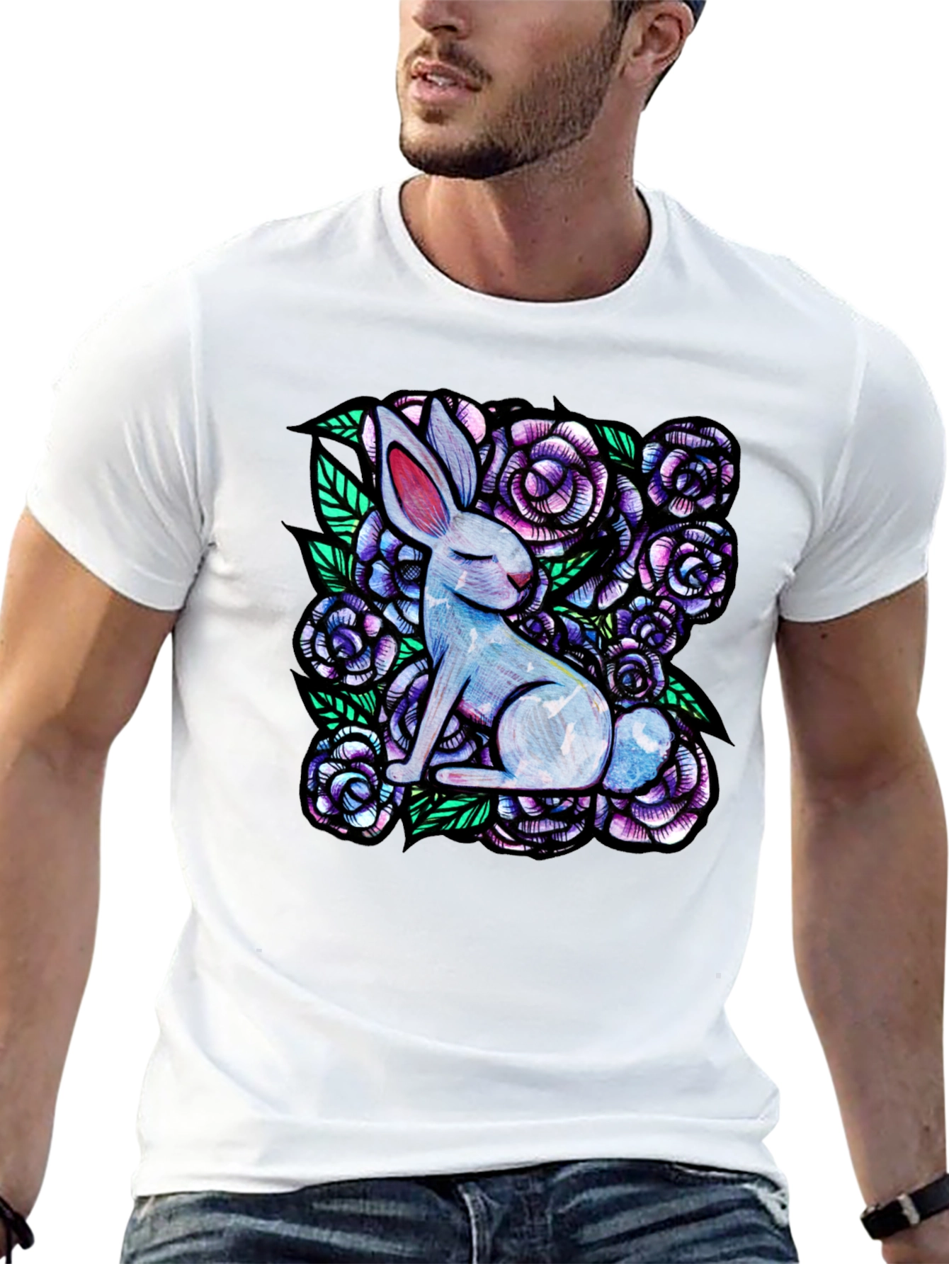 Rabbit & Floral Graphic Tee