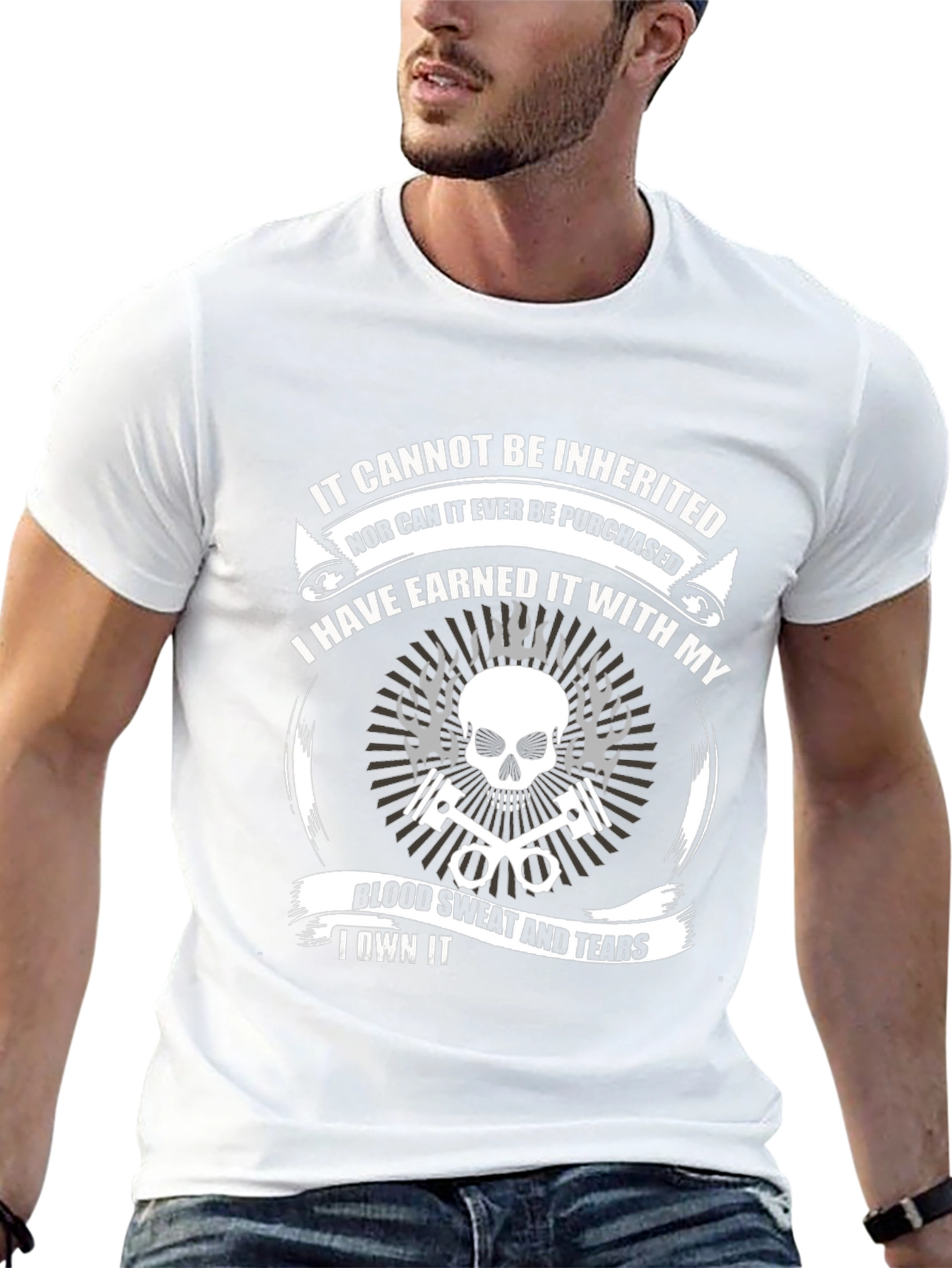 Earned It Skull & Pistons Graphic T-Shirt