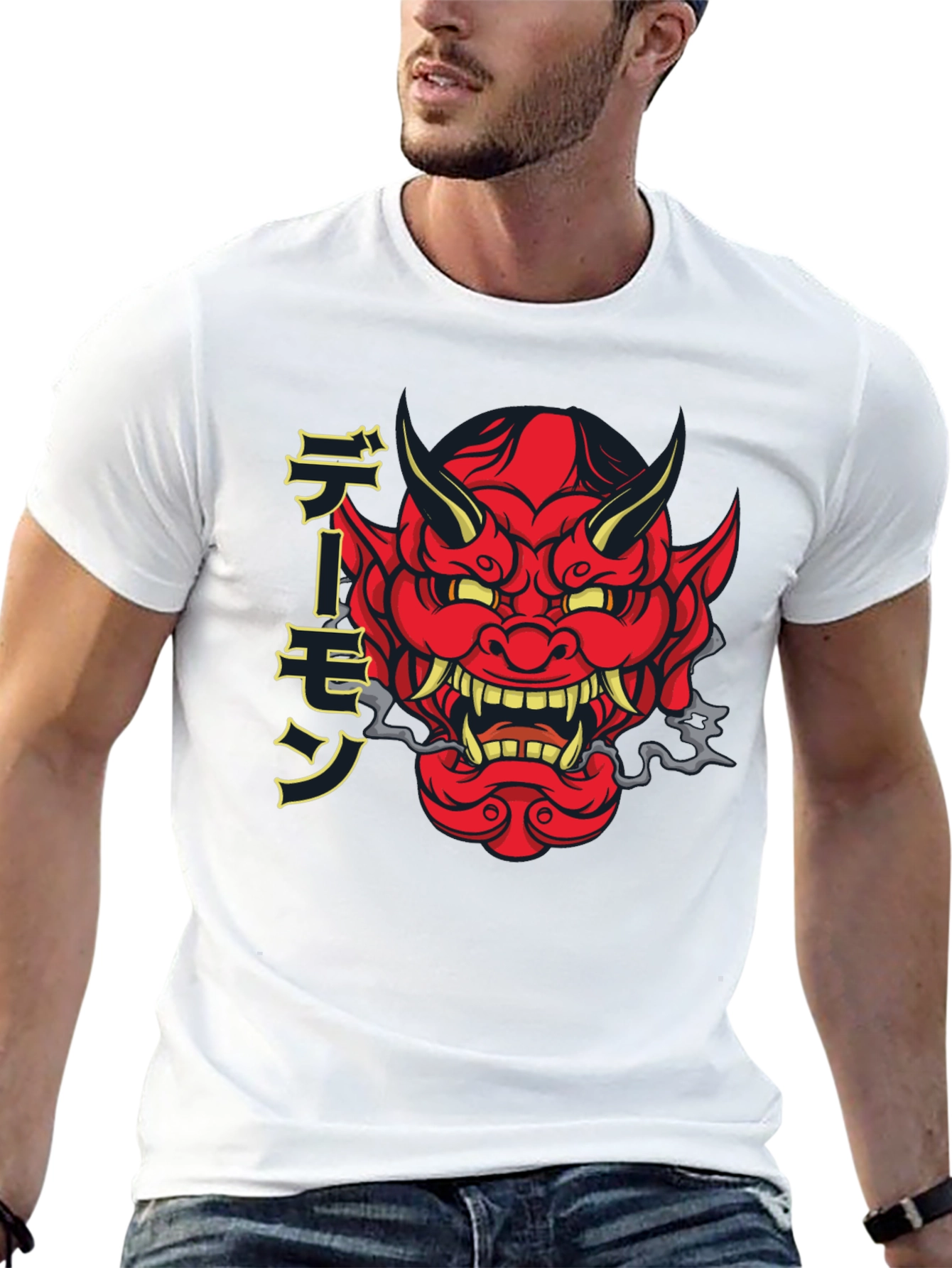 Japanese Oni Demon Graphic Black T-Shirt