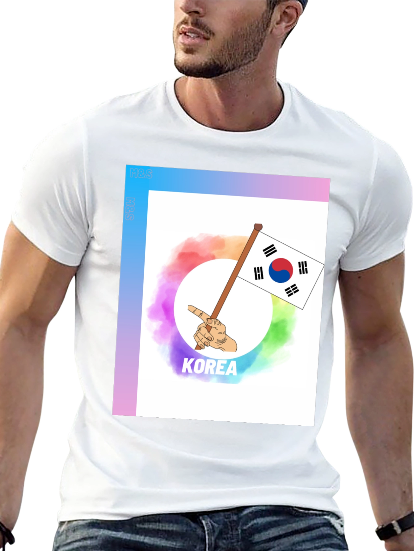 Korea Flag Graphic Tee - Unisex Crew Neck