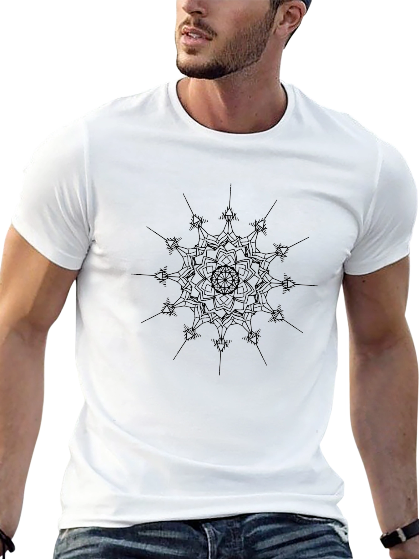Black Mandala Graphic Tee - Modern Casual Style