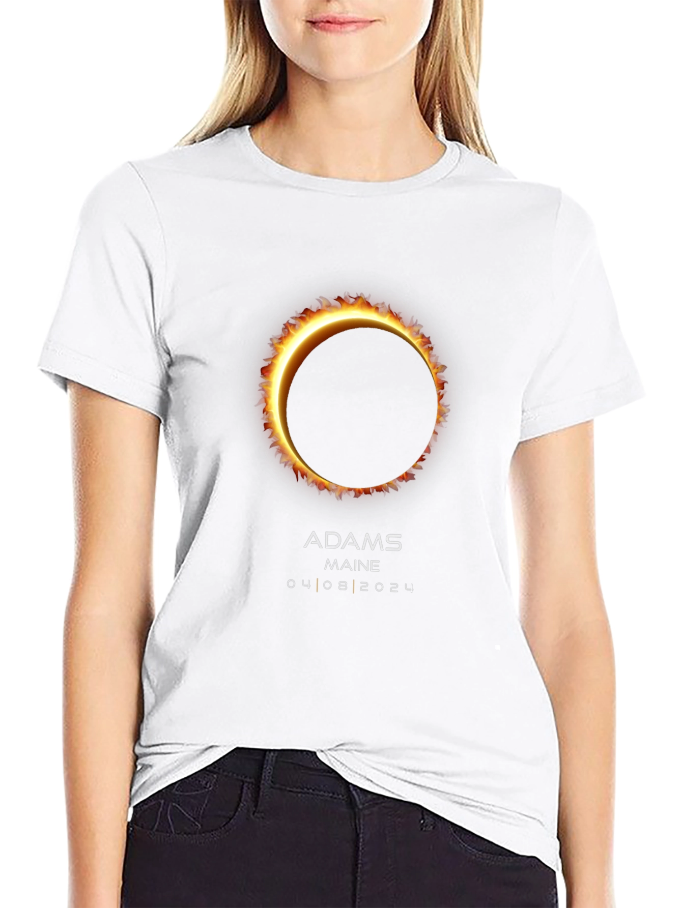 Solar Eclipse Adams Maine 04 08 2024 Black T-Shirt