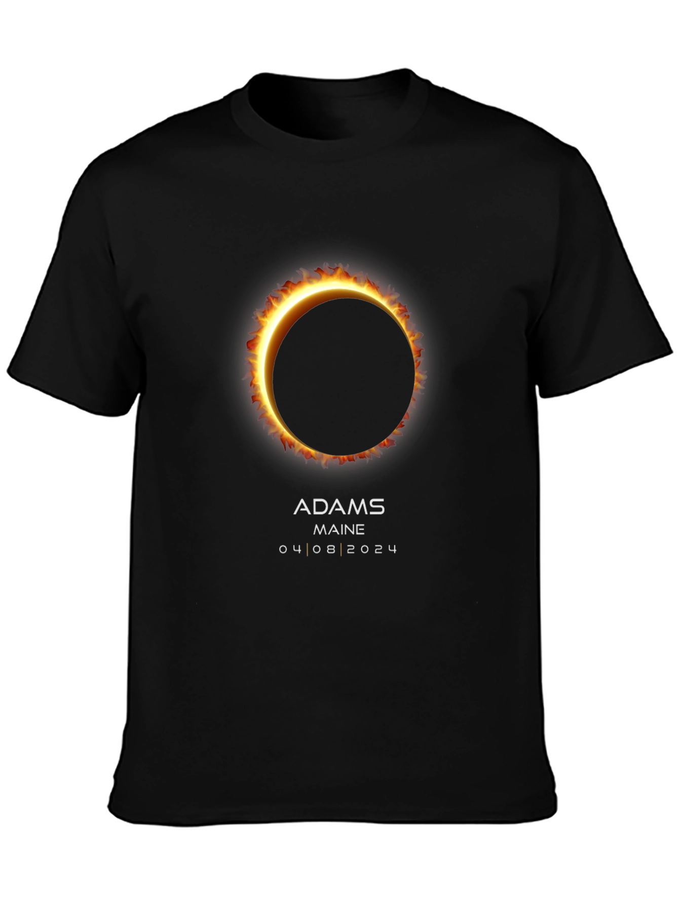 Solar Eclipse Adams Maine 04 08 2024 Black T-Shirt