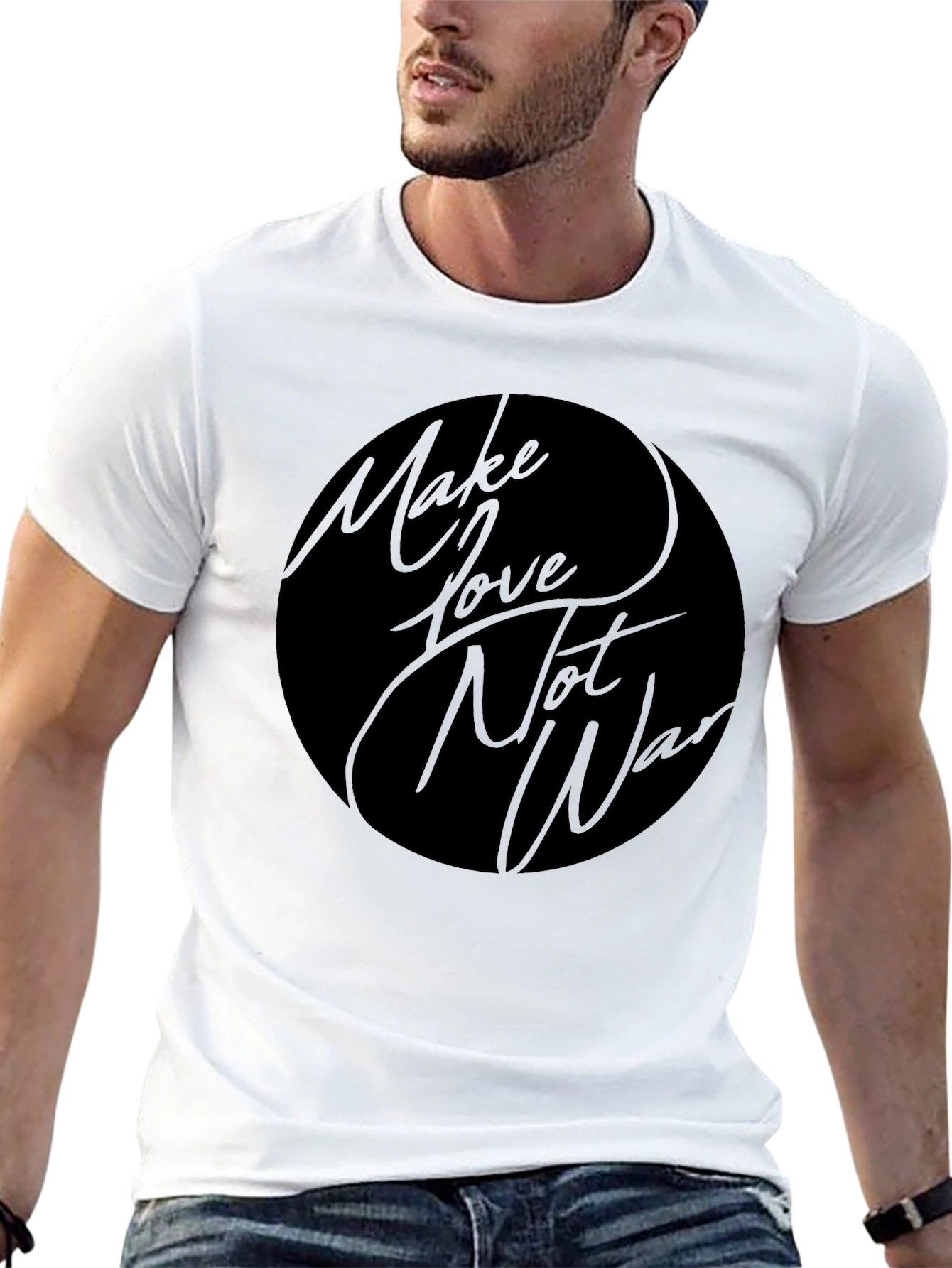Make Love Not War Black Graphic T-Shirt