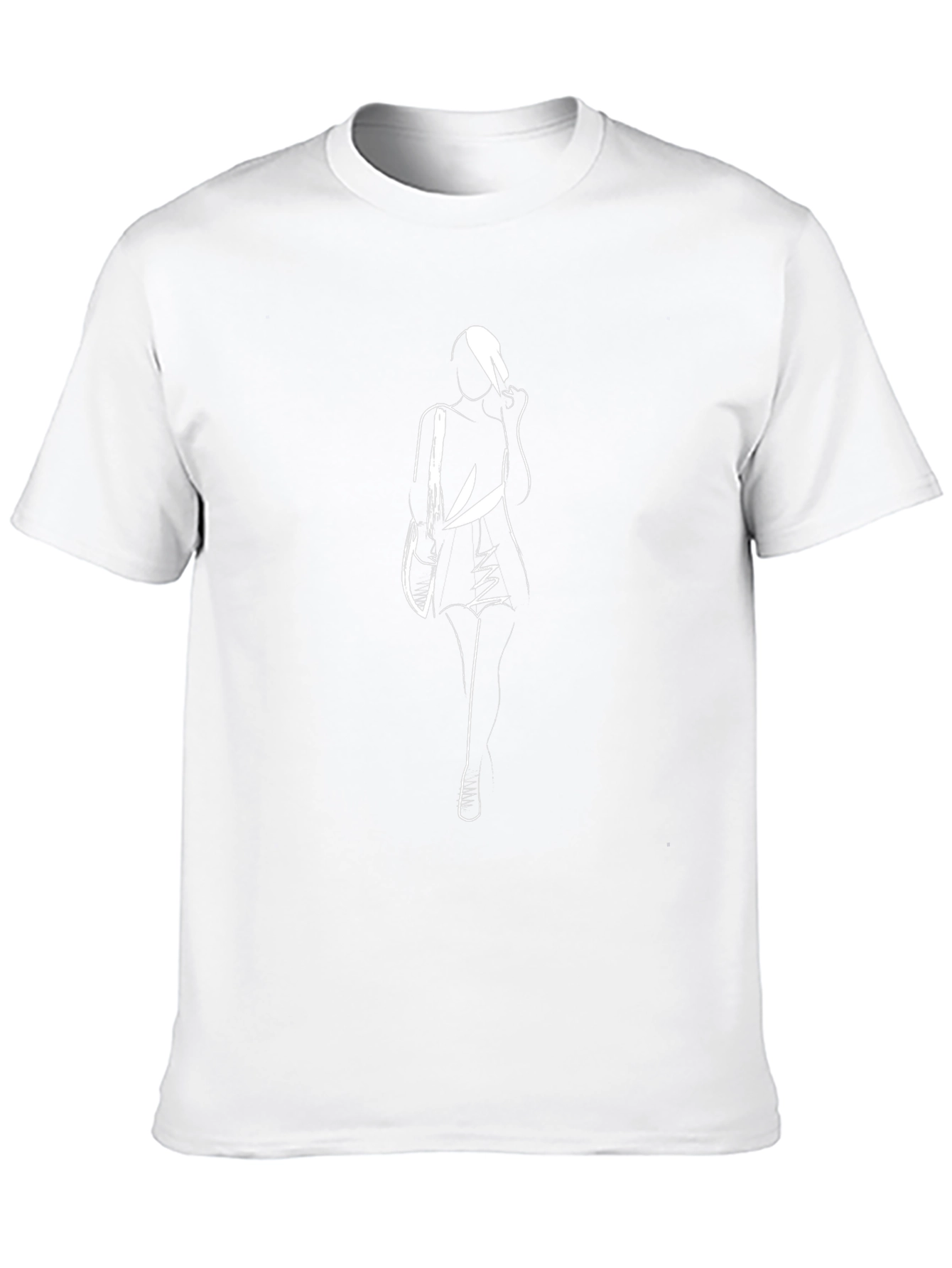 Black T-Shirt with Chic White Woman Design