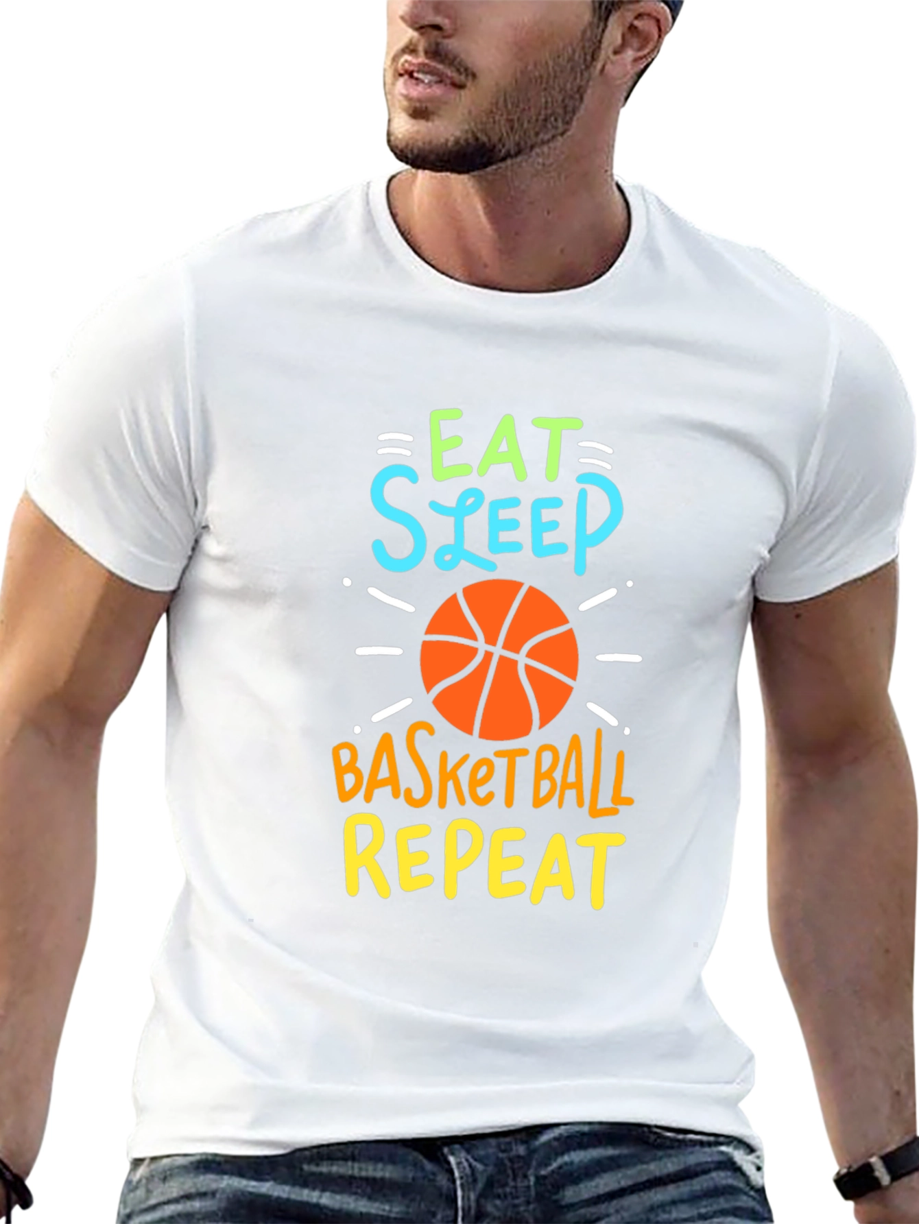 Eat Sleep Basketball Repeat Graphic Tee