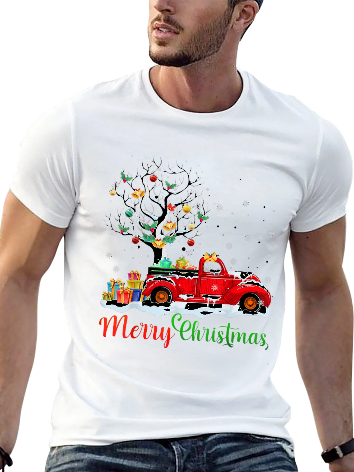 Merry Christmas Truck T-Shirt Holiday Tee