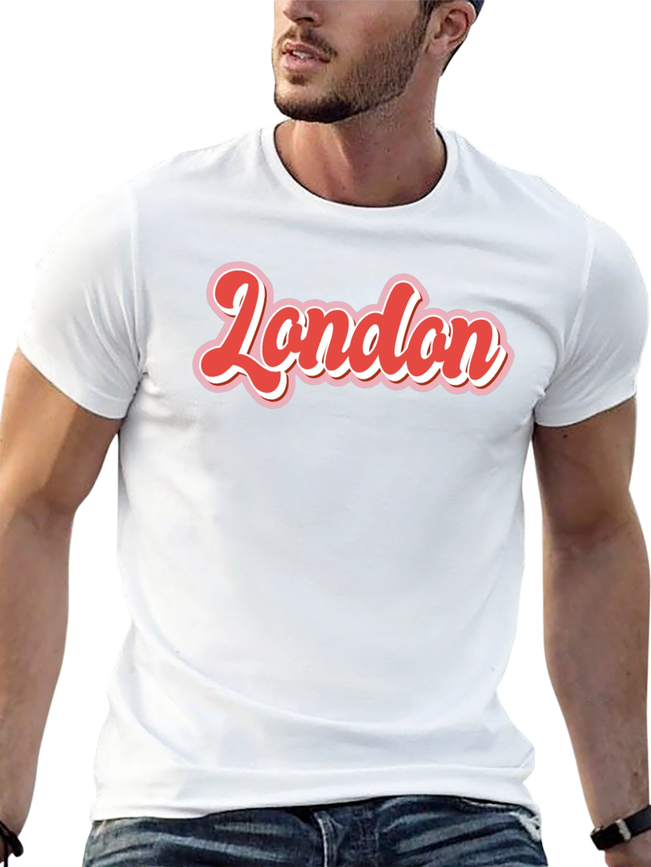 Retro London T-Shirt - Bold Red & White Graphic