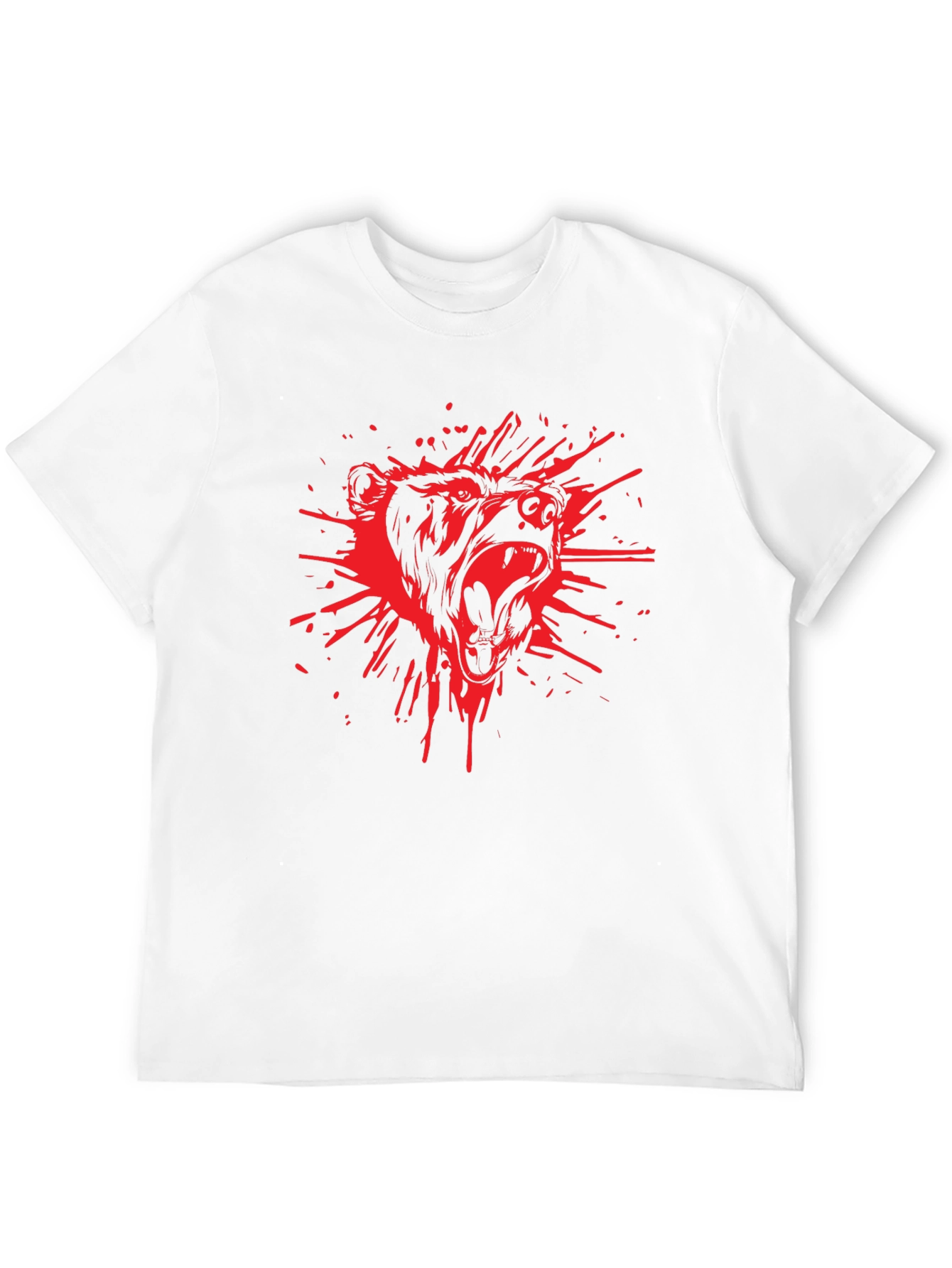 Mens Black T-Shirt with Red Bear Graphic