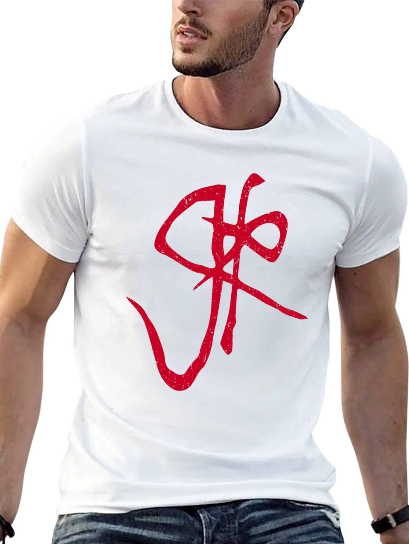 Graphic Tee - Red Symbol on Black Cotton