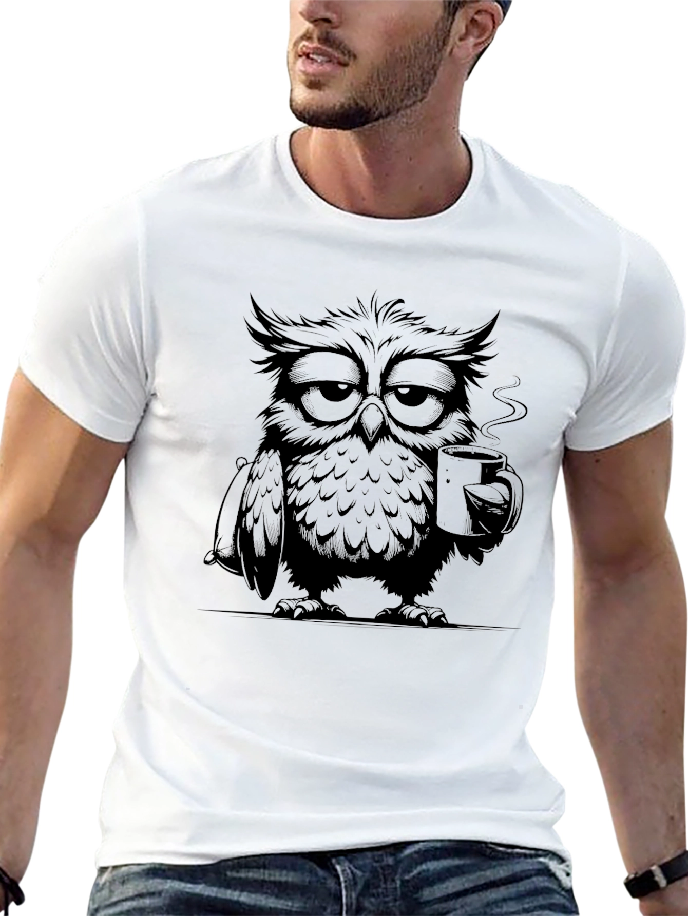Sleepy Owl Coffee T-Shirt - Black Graphic Tee
