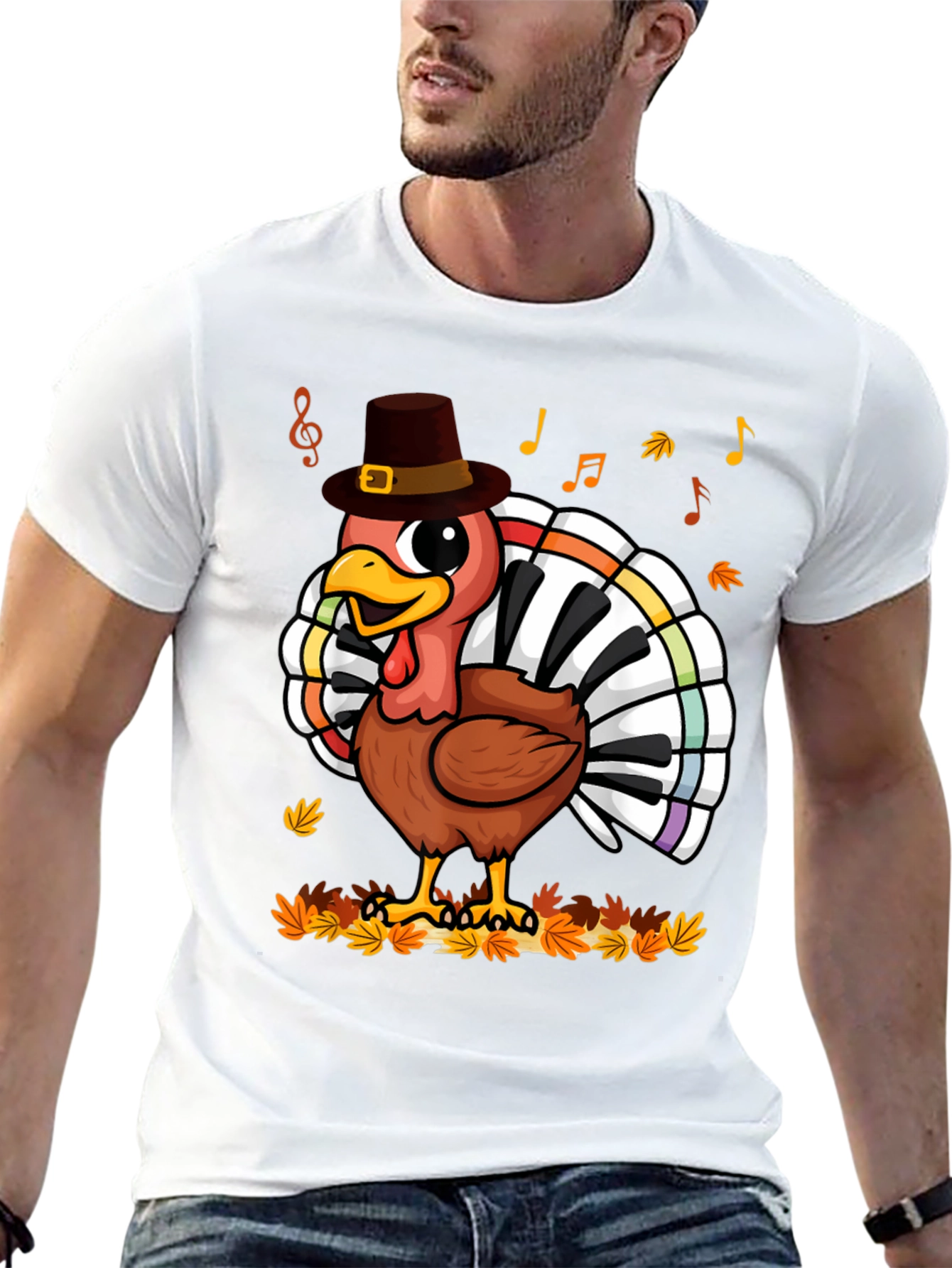 Thanksgiving Turkey Piano Keyboard T-Shirt
